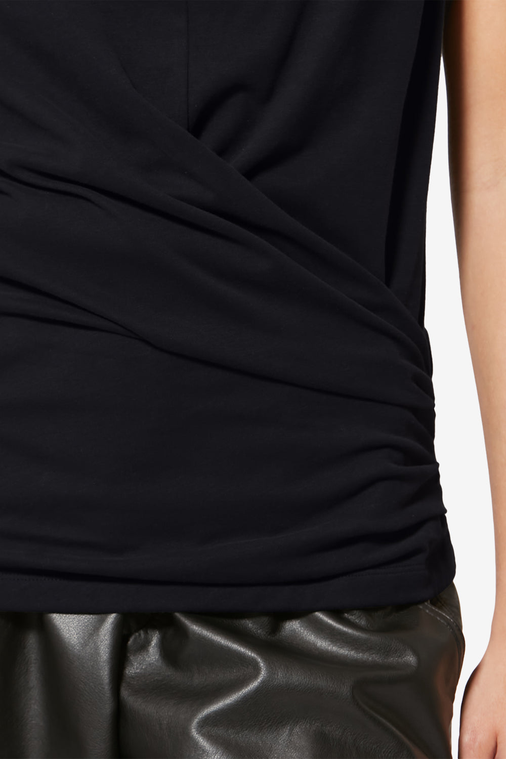 Drapiertes kurzärmeliges t-shirt maisan - Schwarz - Woman - 3