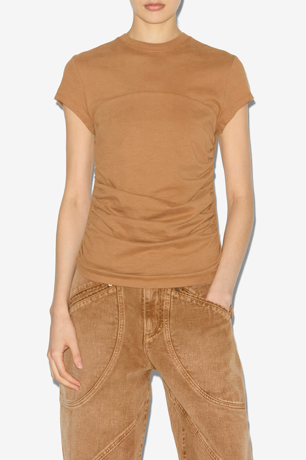 T-shirt maelie mit raffungen - Caramel - Woman - 4