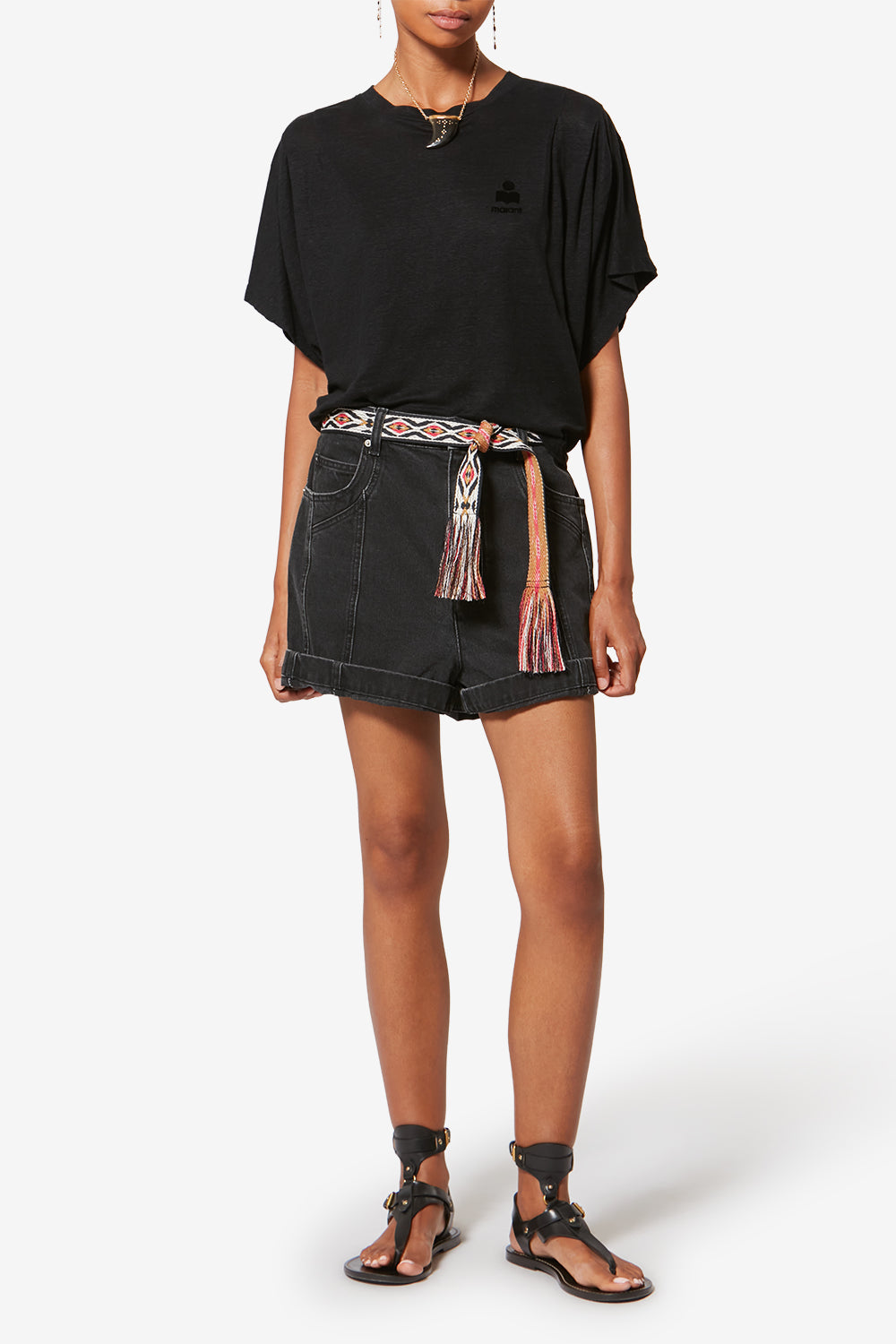 T-shirt à logo kyanzae en lin - Noir - Woman - 2