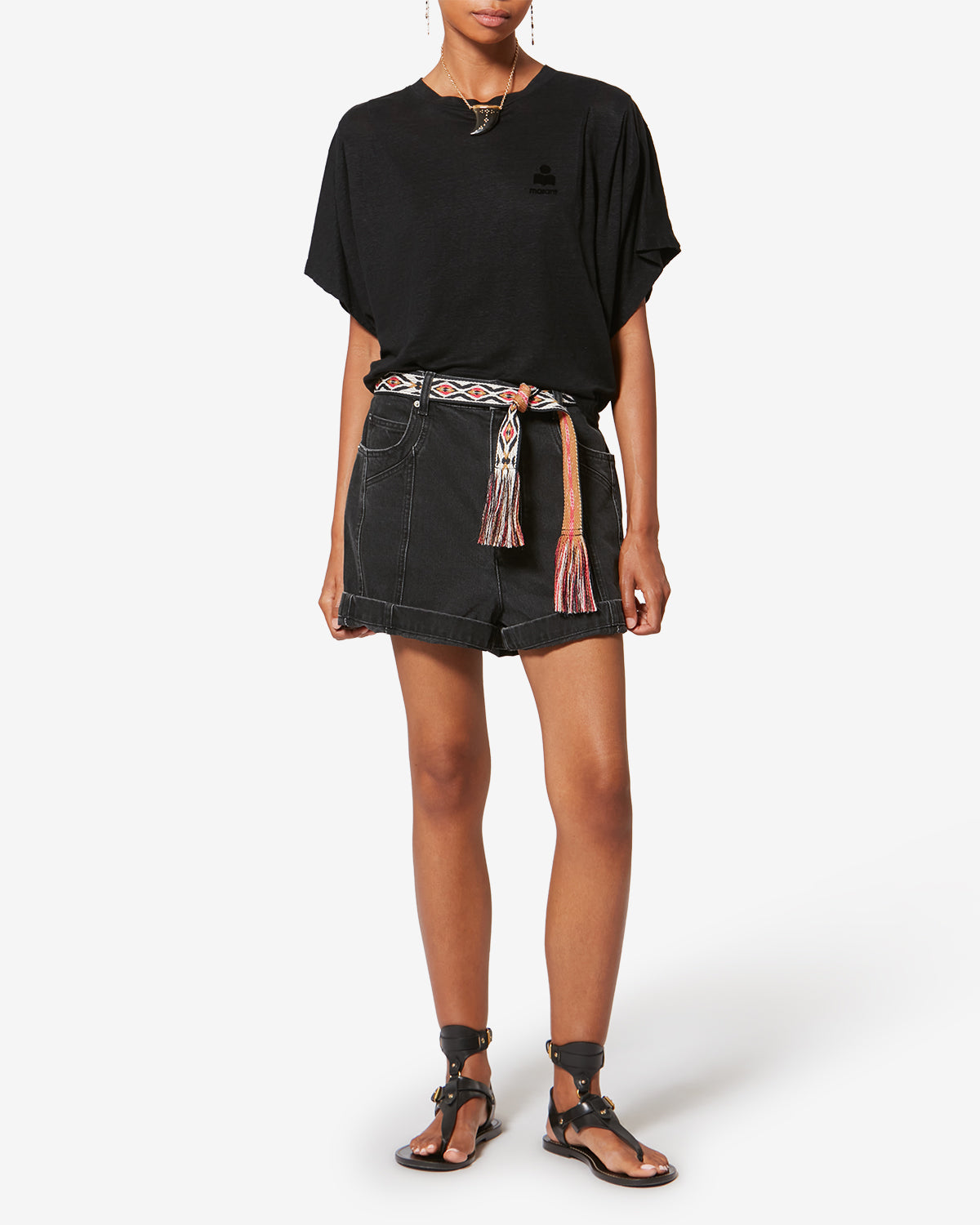 T-shirt à logo kyanzae en lin - Noir - Woman - 1