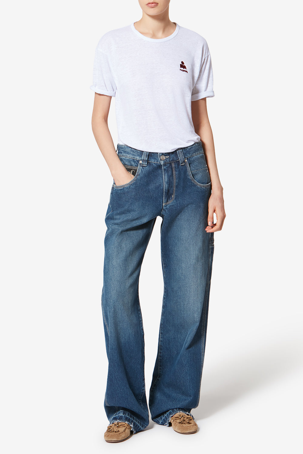 T-shirt à logo koldia en lin - Blanc-bordeaux - Woman - 2