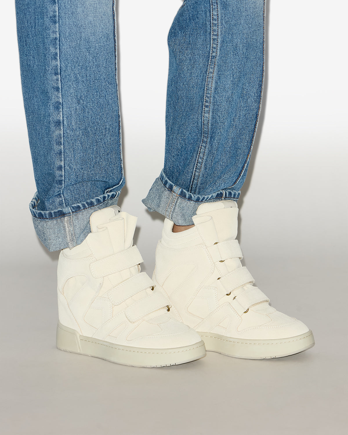 Sneakers high-cut con zeppa in pelle im3 - Ecru - Woman - 5