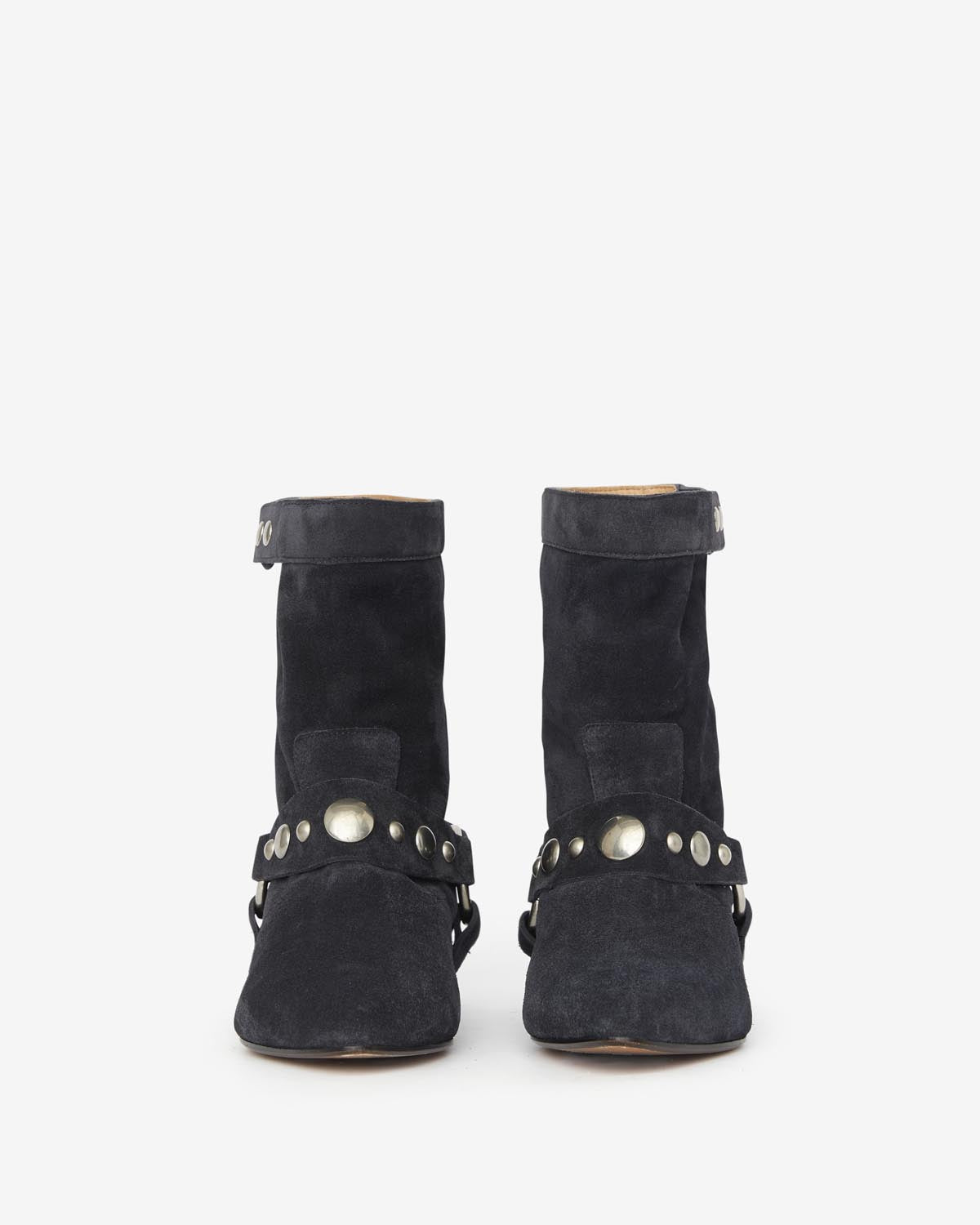 Botas bajas planas de piel de ante de becerro stania - Negro lavado - Woman - 4