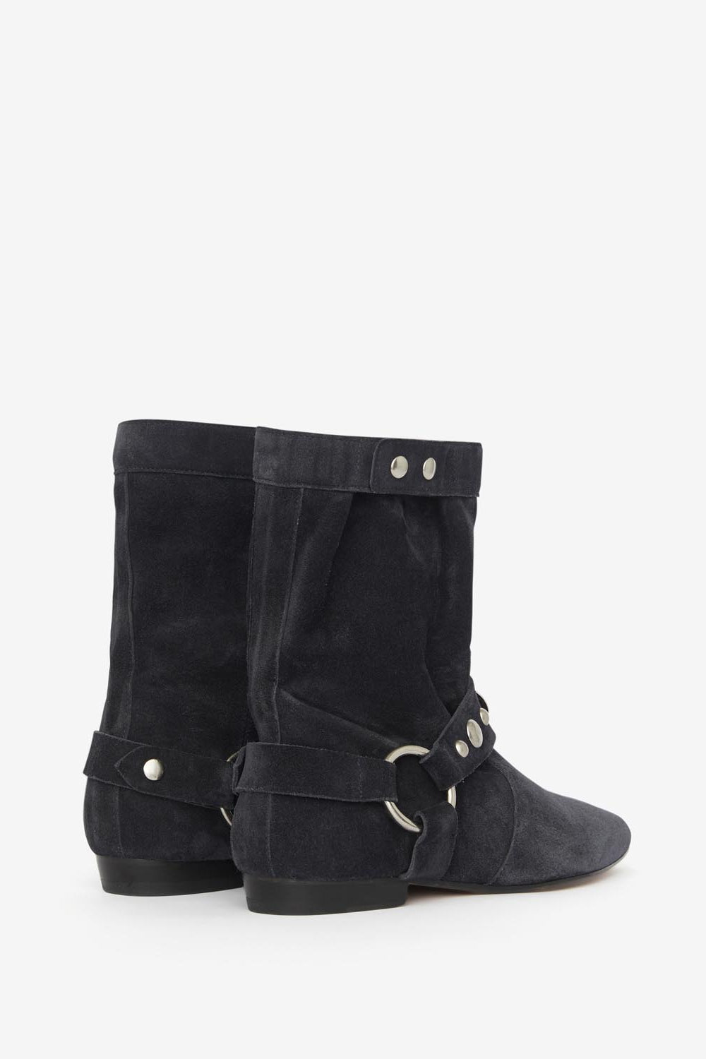 Stania flat-heeled boots in suede calfskin leather - Black - Woman - 2