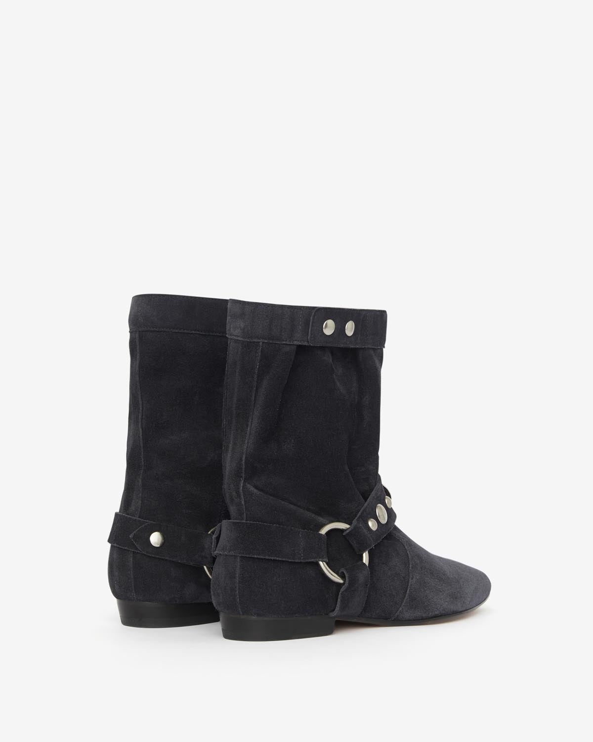 Botas bajas planas de piel de ante de becerro stania - Negro lavado - Woman - 2