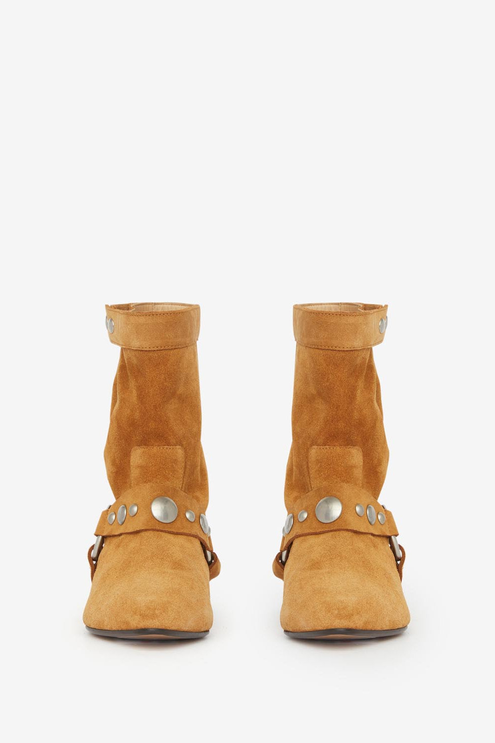 Stania flat-heeled boots in suede calfskin leather - Cognac - Woman - 4