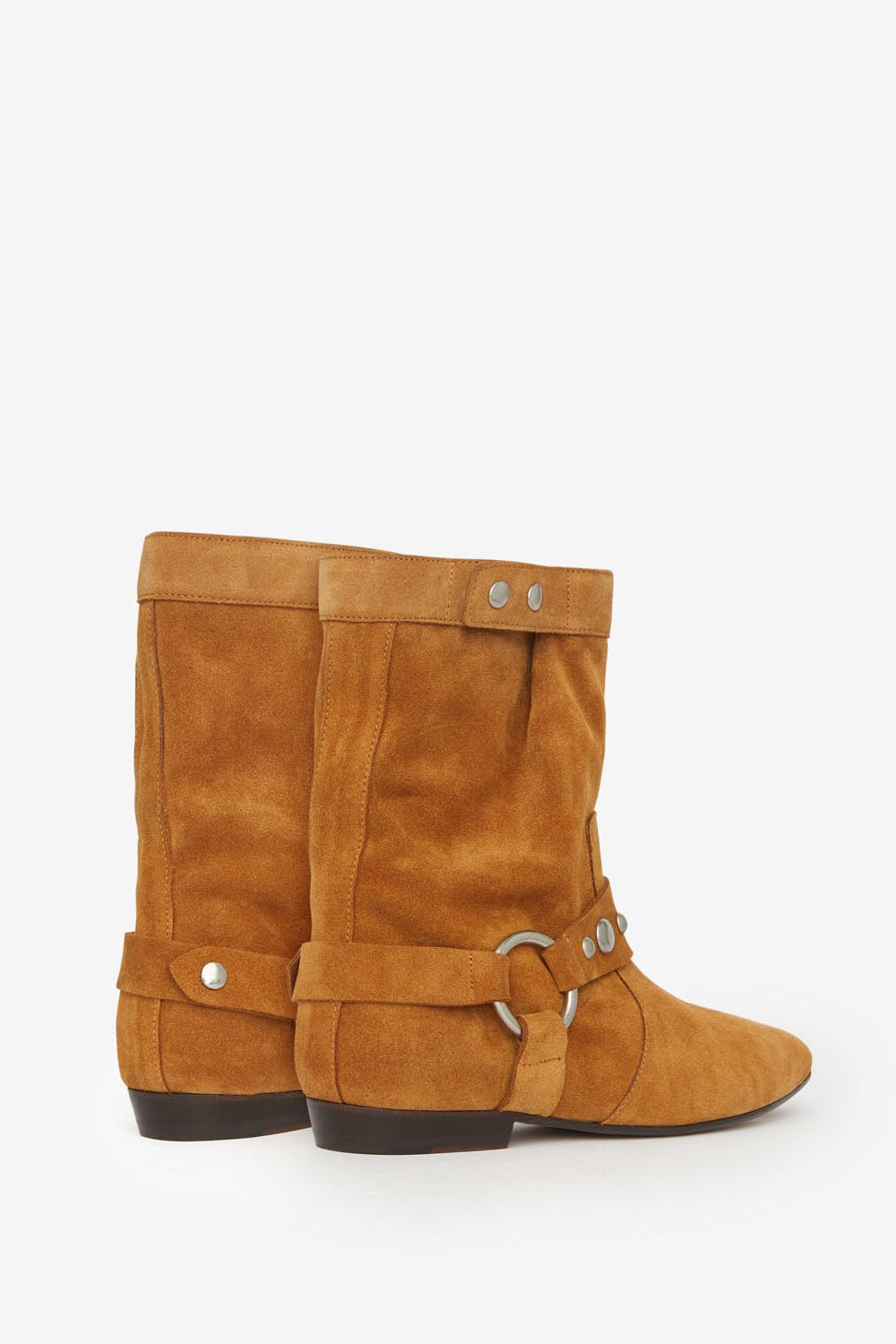 Stania flat-heeled boots in suede calfskin leather - Cognac - Woman - 2