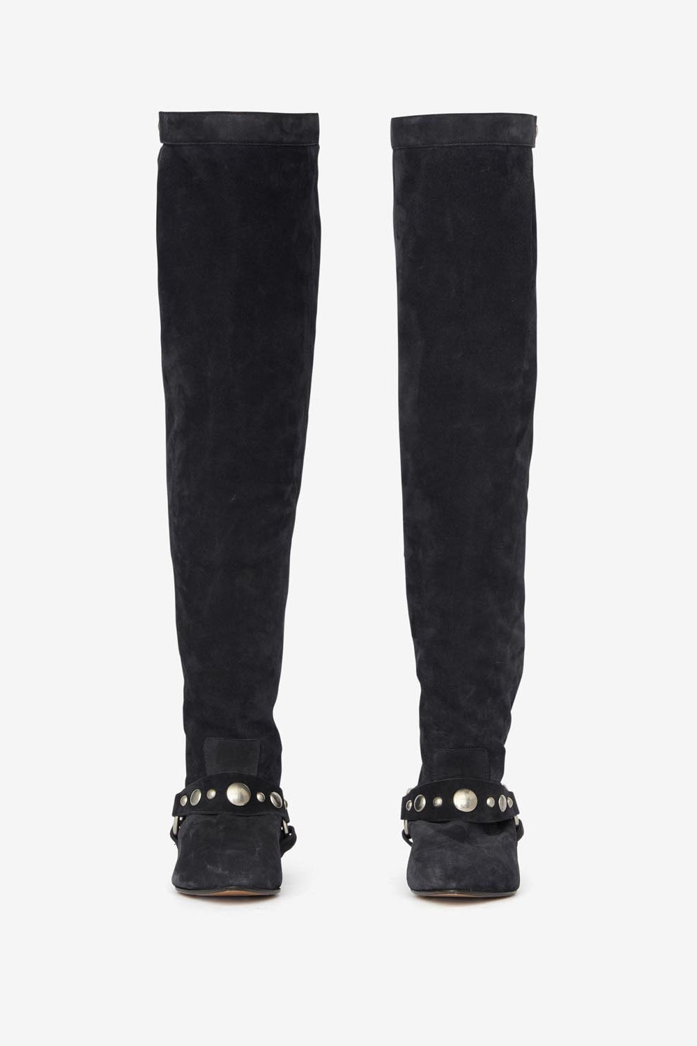 Selize カーフスエードレザー製 フラットサイハイブーツ - ウォッシュドブラック - Woman - 4