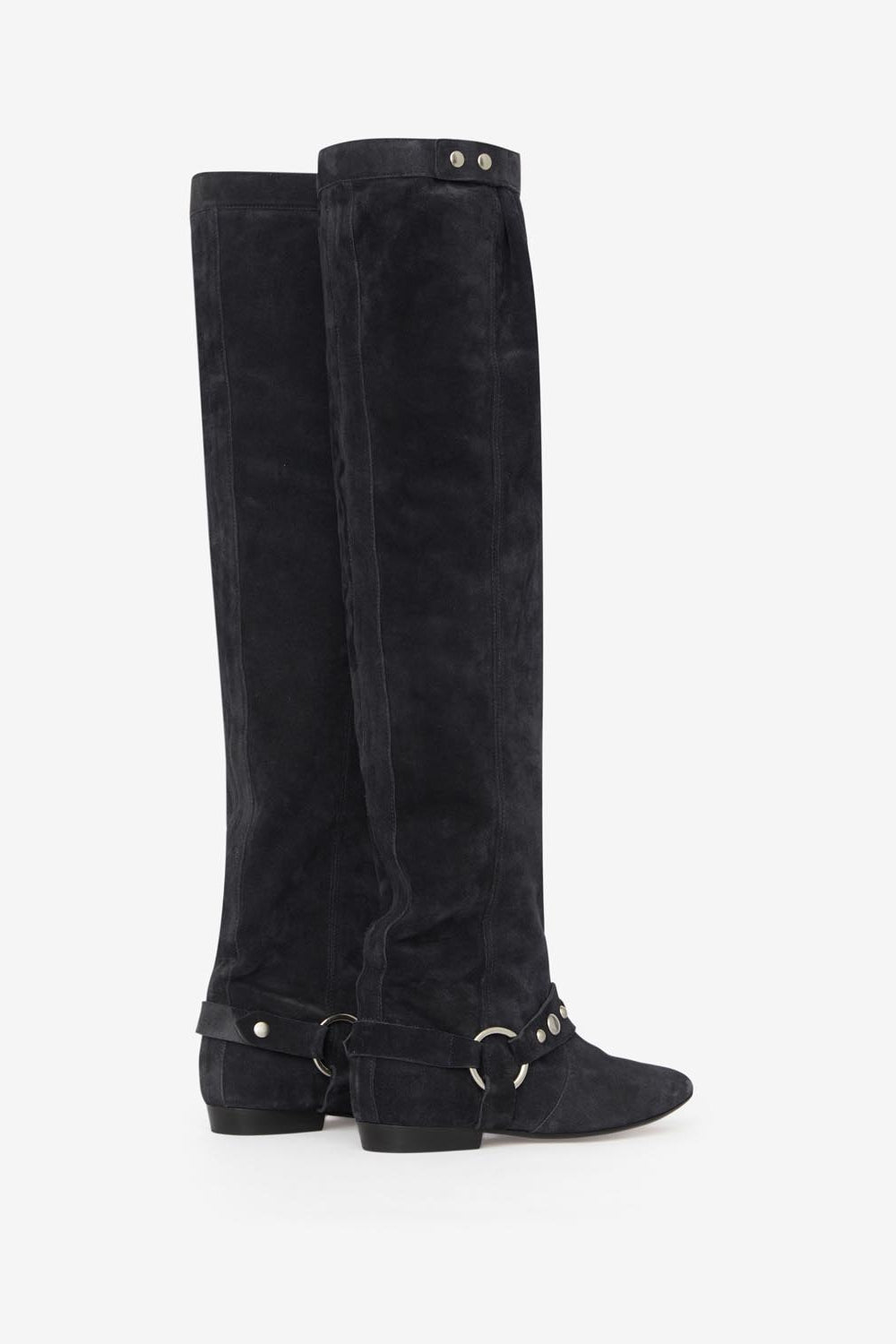 Selize カーフスエードレザー製 フラットサイハイブーツ - ウォッシュドブラック - Woman - 2