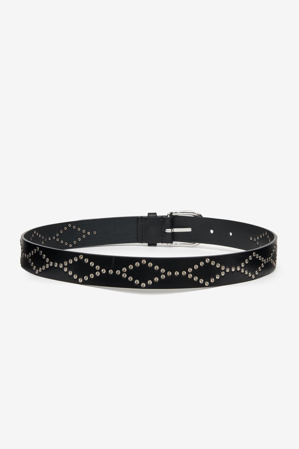Ceinture en cuir clouté liliana - Noir et argenté - Woman - 2