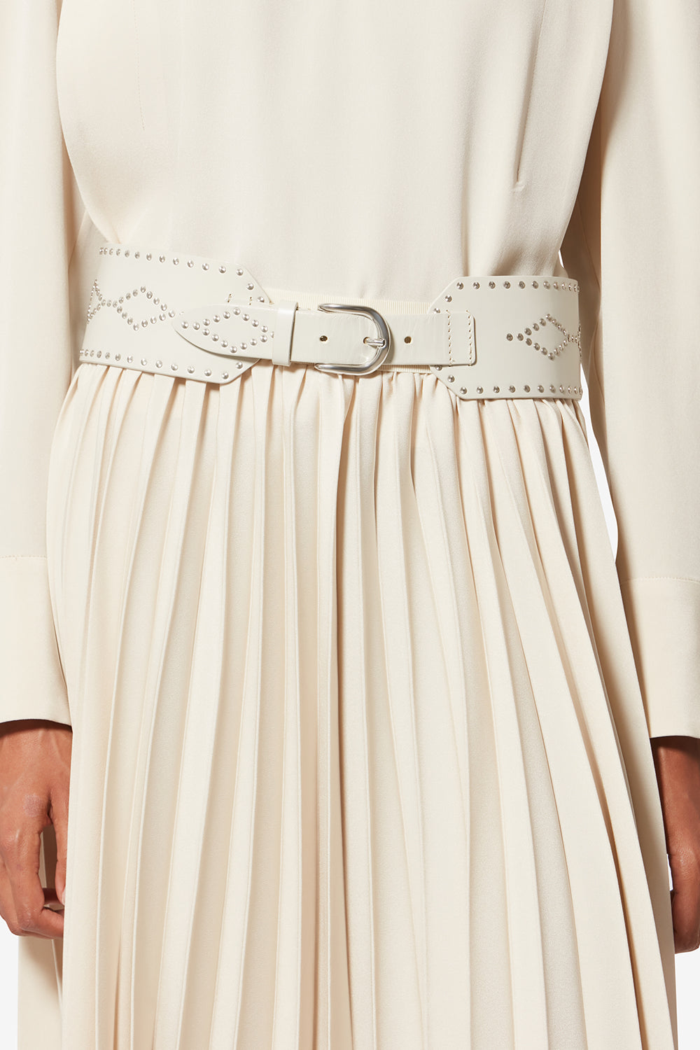 Cintura larga in pelle borchiata lucie - Chalk-silver - Woman - 4