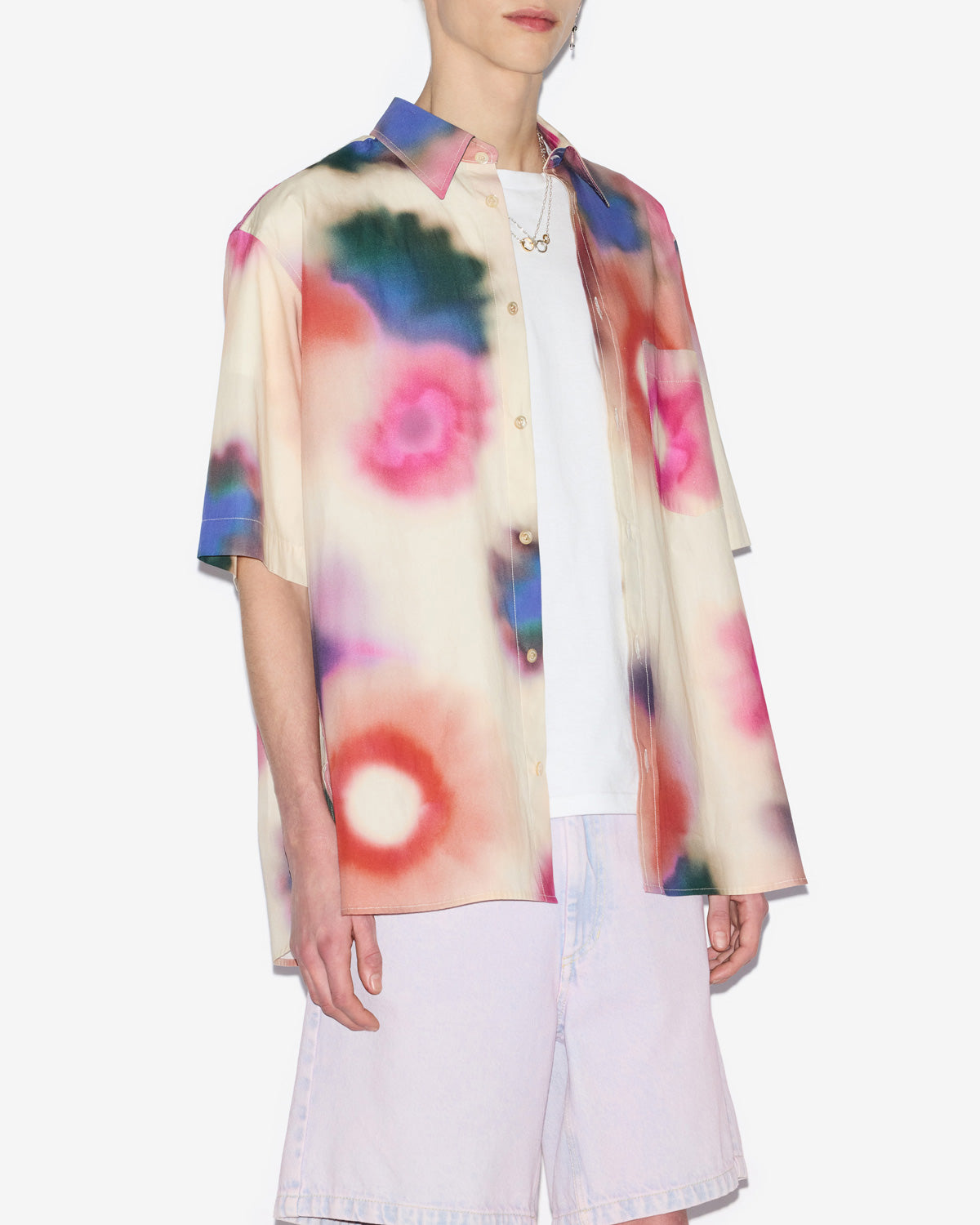 Chemise labilio à manches courtes en coton imprimé - Écru - Man - 3