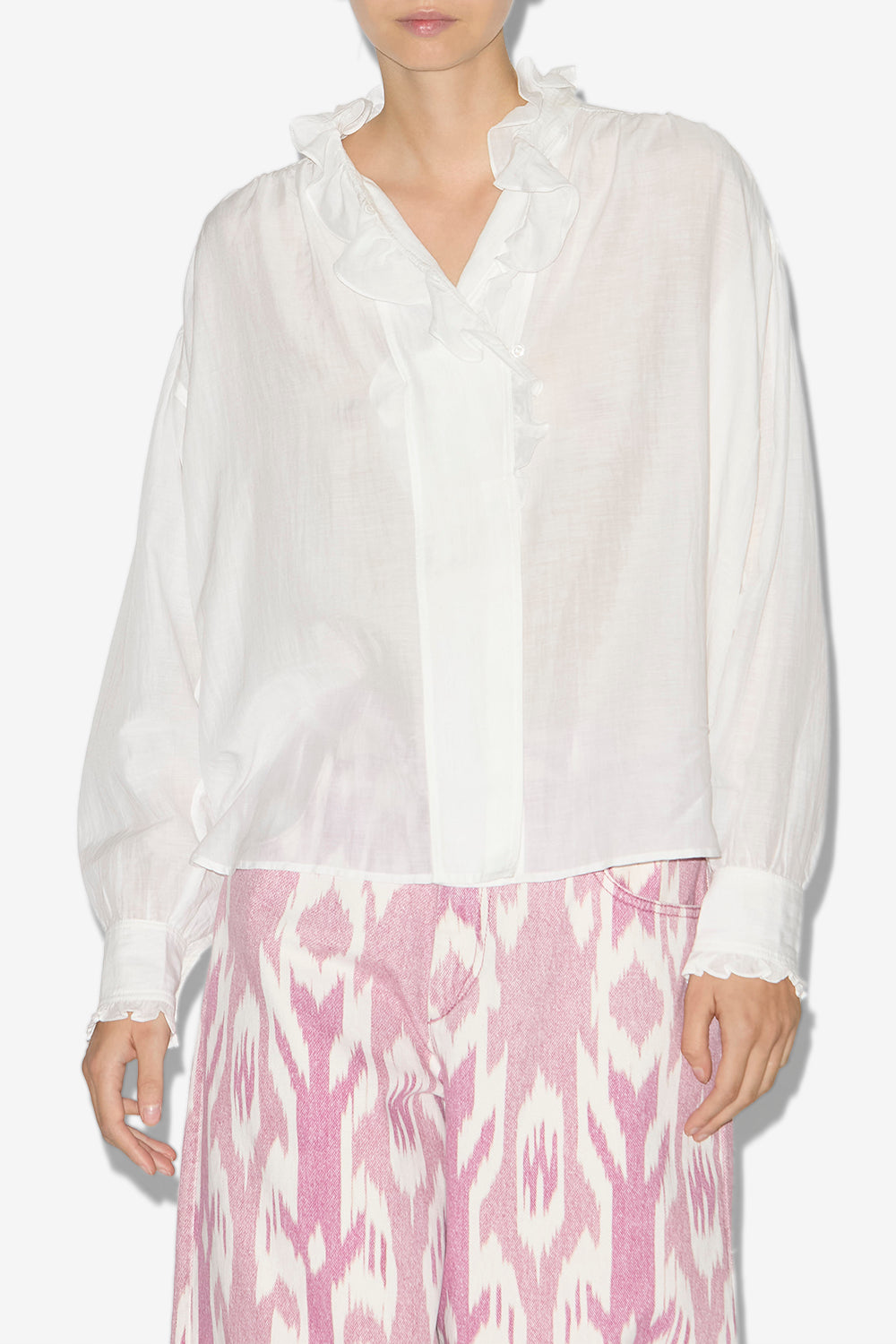 Haut pamias à volants  - Blanc - Woman - 4