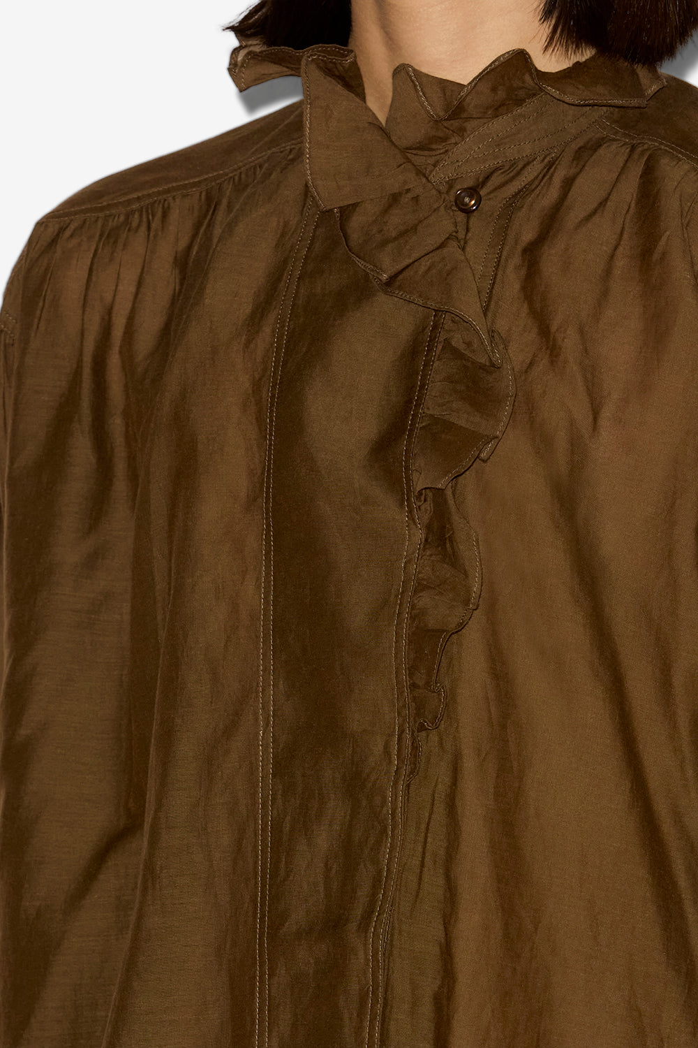 Pamias ruffled top - Dark khaki - Woman - 3