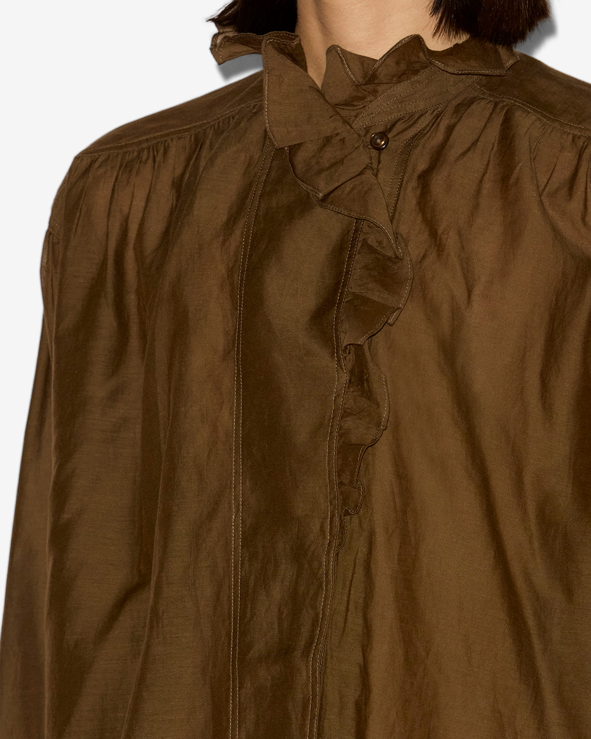 Top pamias con volant - Dark khaki - Woman - 2