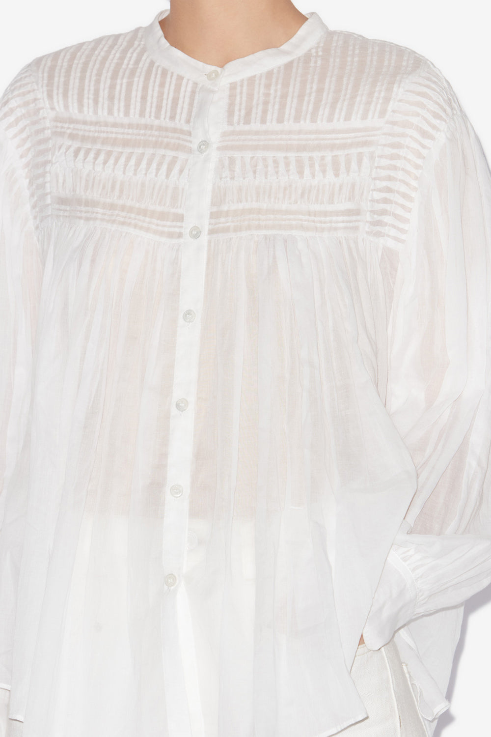 Blouse plalia en voile de coton froncé  - Blanc - Woman - 3