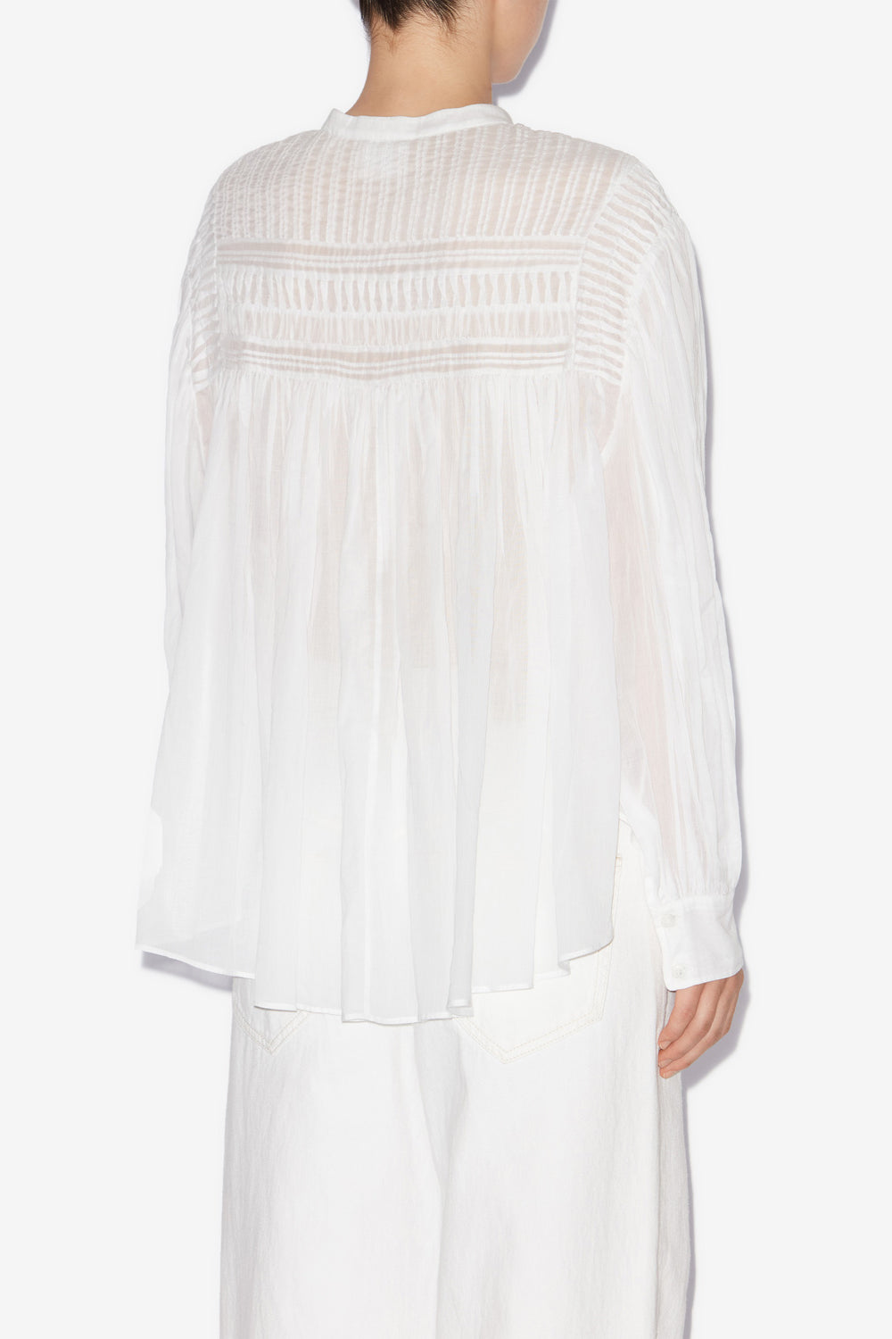 Blouse plalia en voile de coton froncé  - Blanc - Woman - 5