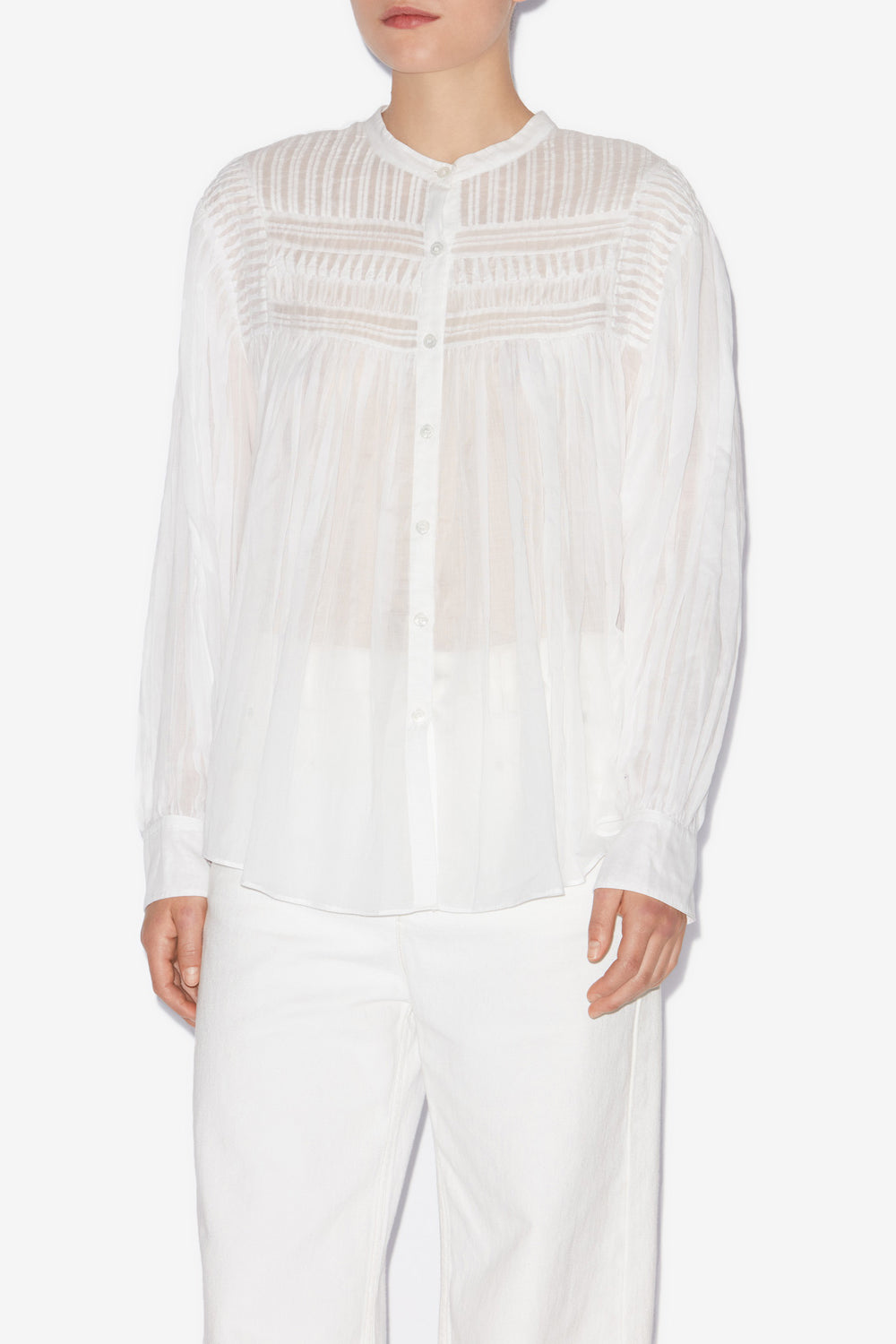 Blouse plalia en voile de coton froncé  - Blanc - Woman - 4