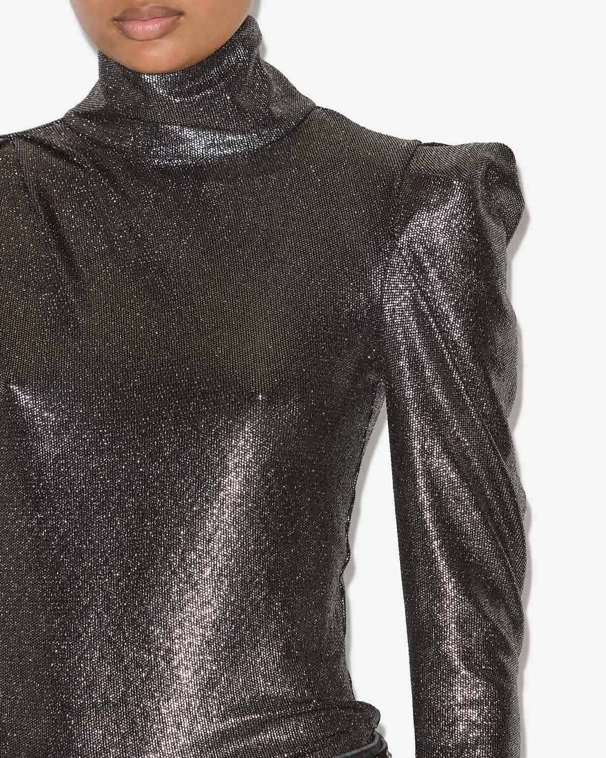 Top baiola metallizzato a maniche lunghe - Metallic black - Woman - 2
