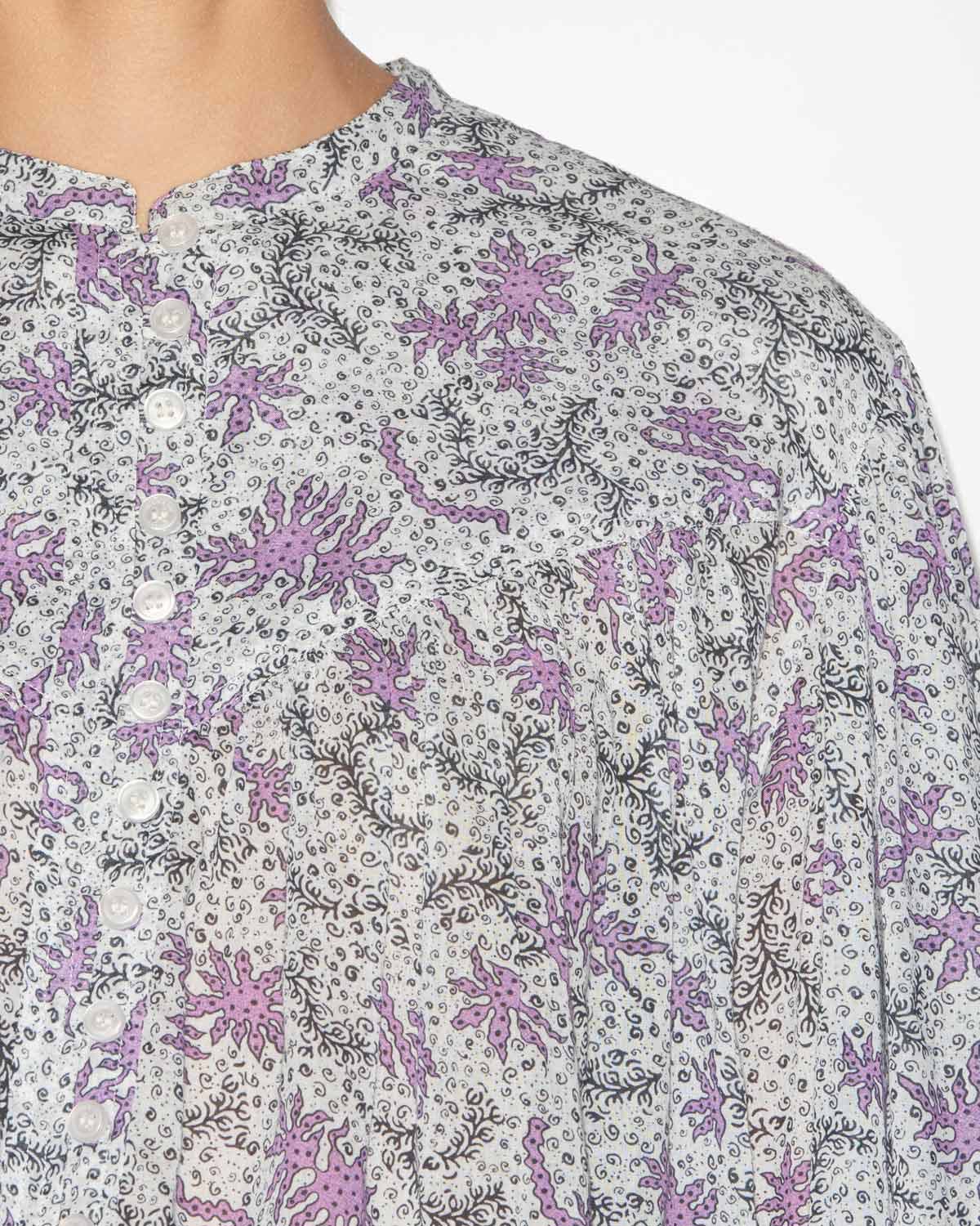 Blusa salika de gasa de algodón estampado y fruncido - Ecru-lilac - Woman - 2