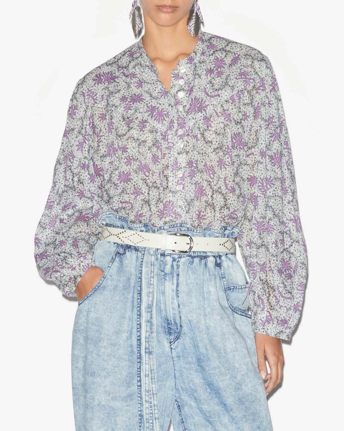 Salika blouse Woman Ecru-lilac 5