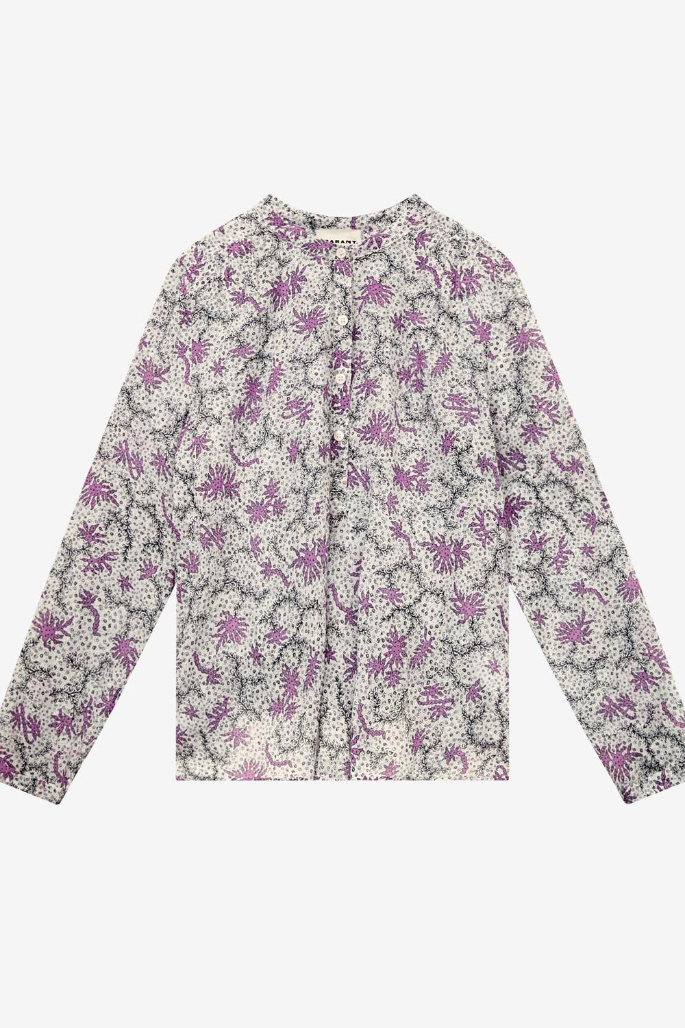 Blusa maria de gasa en algodón estampado - Ecru-lilac - Woman - 1