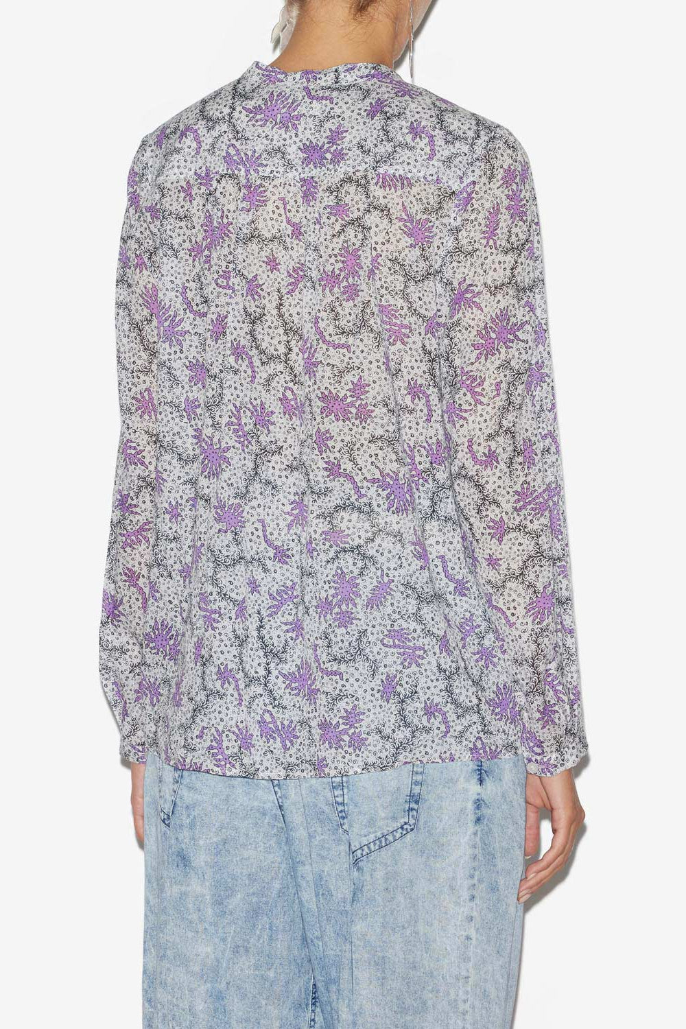 Blusa maria de gasa en algodón estampado - Ecru-lilac - Woman - 5
