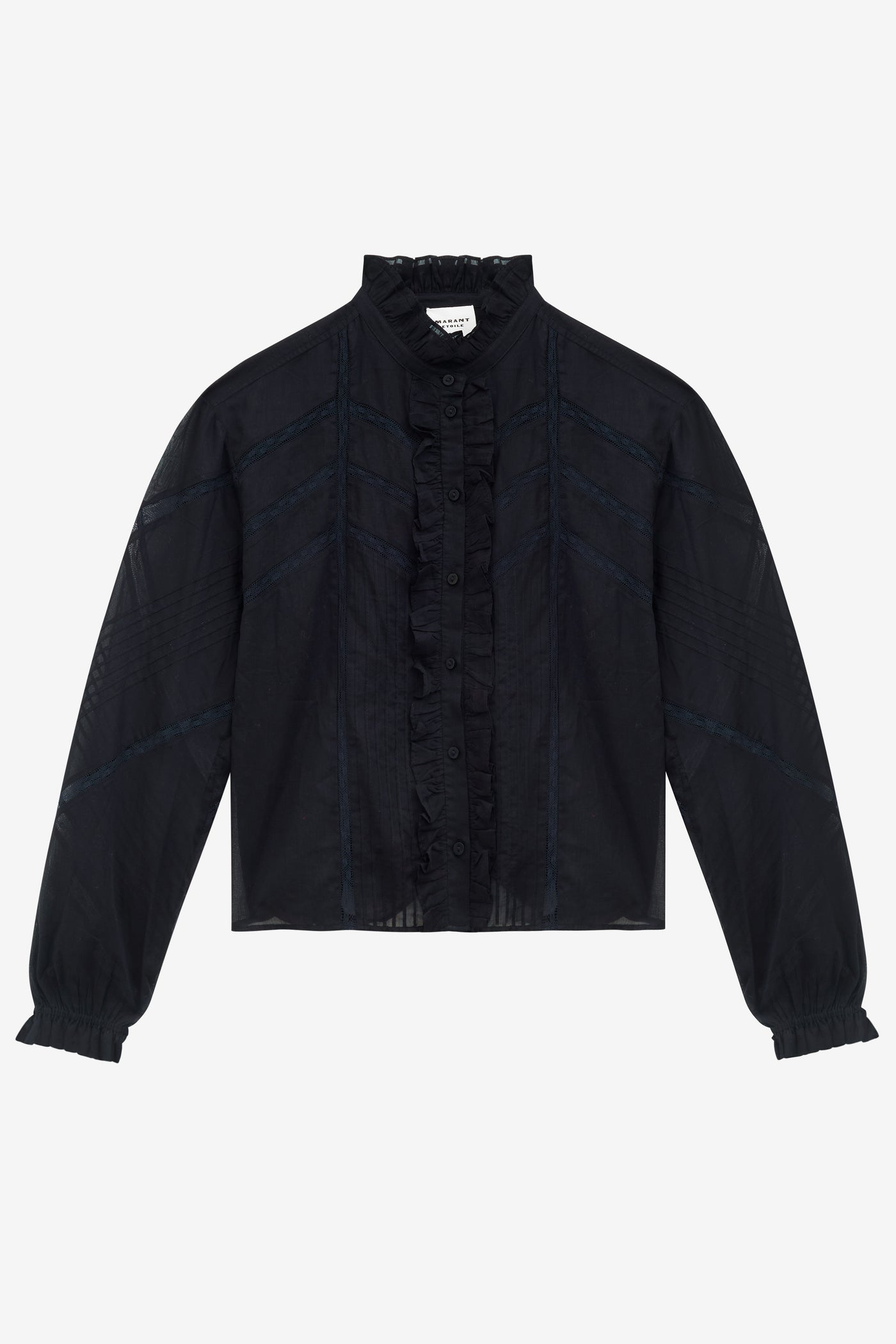 Blusa gaia in voile di cotone tinta unita - Nero - Woman - 1