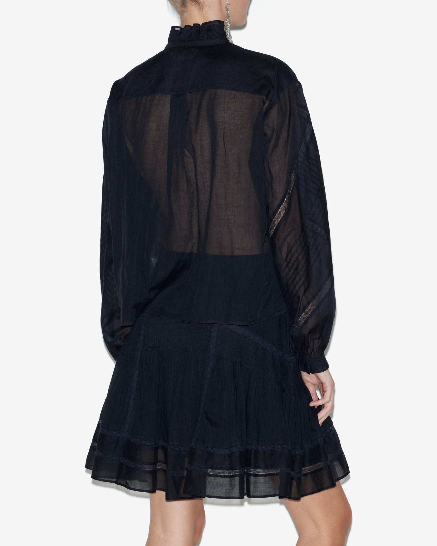 Blouse gaia en voile de coton uni  - Noir - Woman - 4