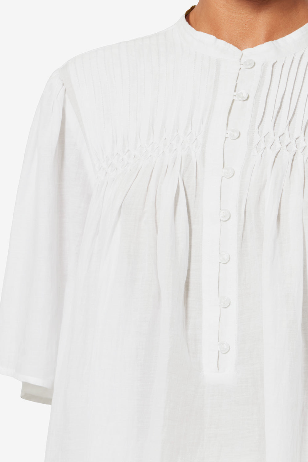 Gesmoktes oberteil aus baumwollvoile destiny - Weiß - Woman - 3