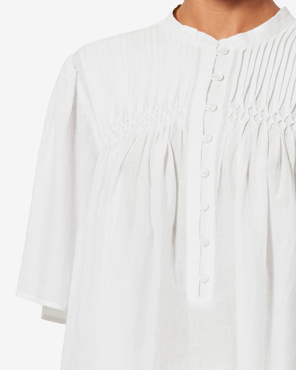 Haut smocké en voile de coton destiny - Blanc - Woman - 2