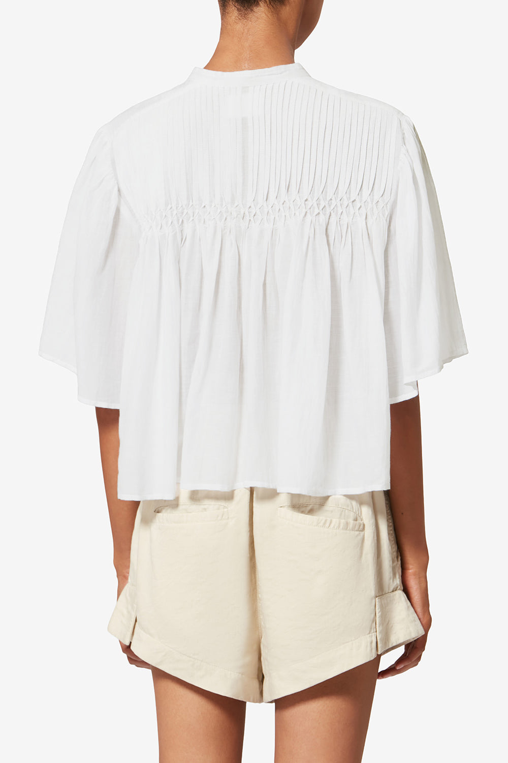 Gesmoktes oberteil aus baumwollvoile destiny - Weiß - Woman - 5