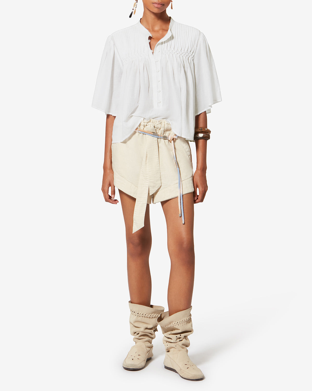 Haut smocké en voile de coton destiny - Blanc - Woman - 1