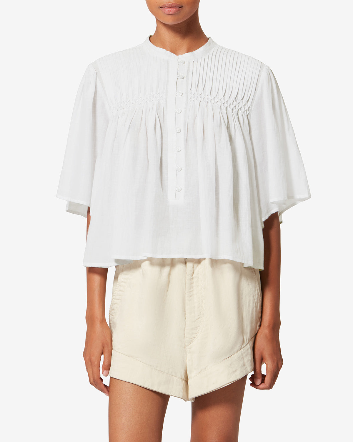 Haut smocké en voile de coton destiny - Blanc - Woman - 3