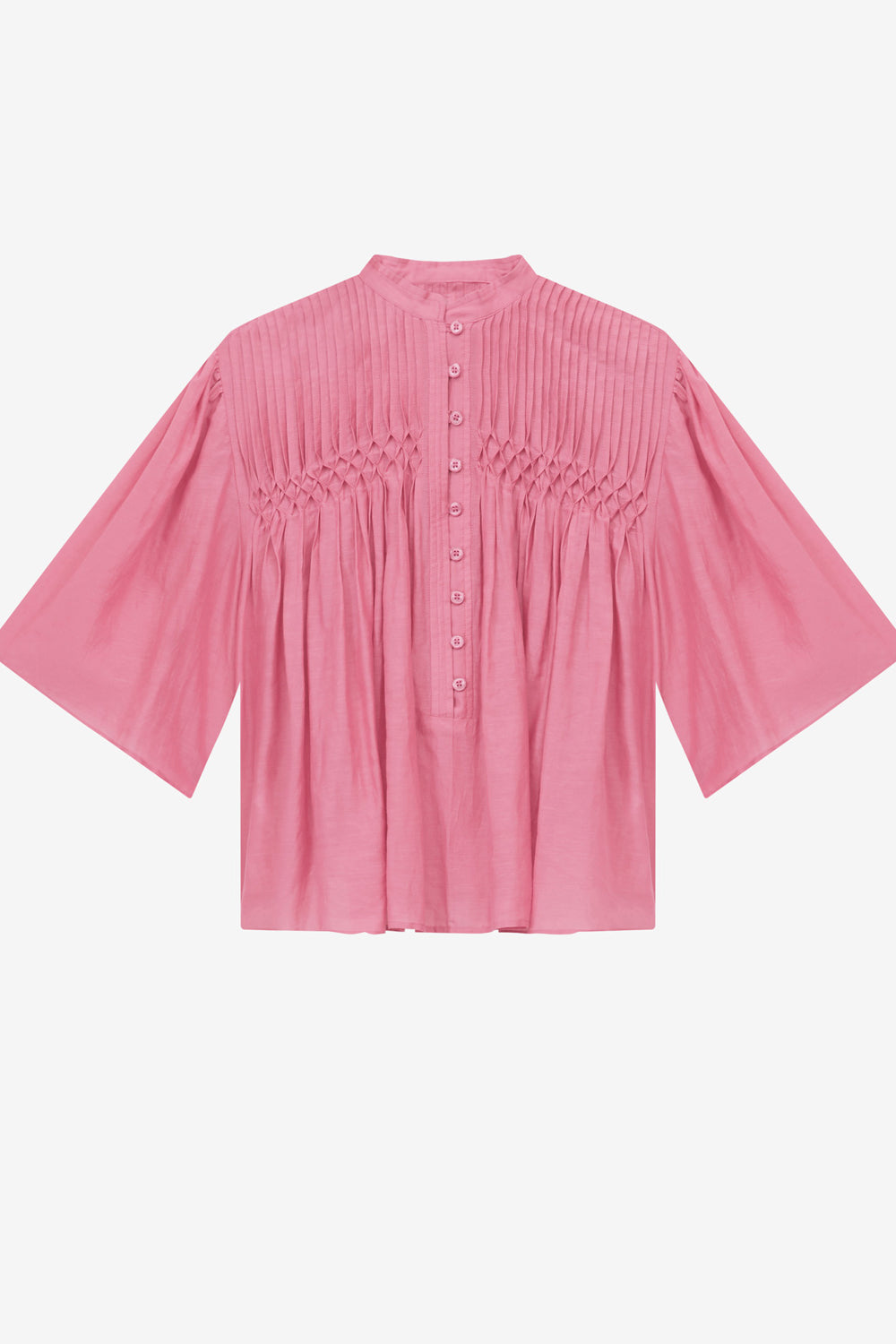 Blusa destiny fruncida de gasa de algodón lisa - Antique pink - Woman - 1