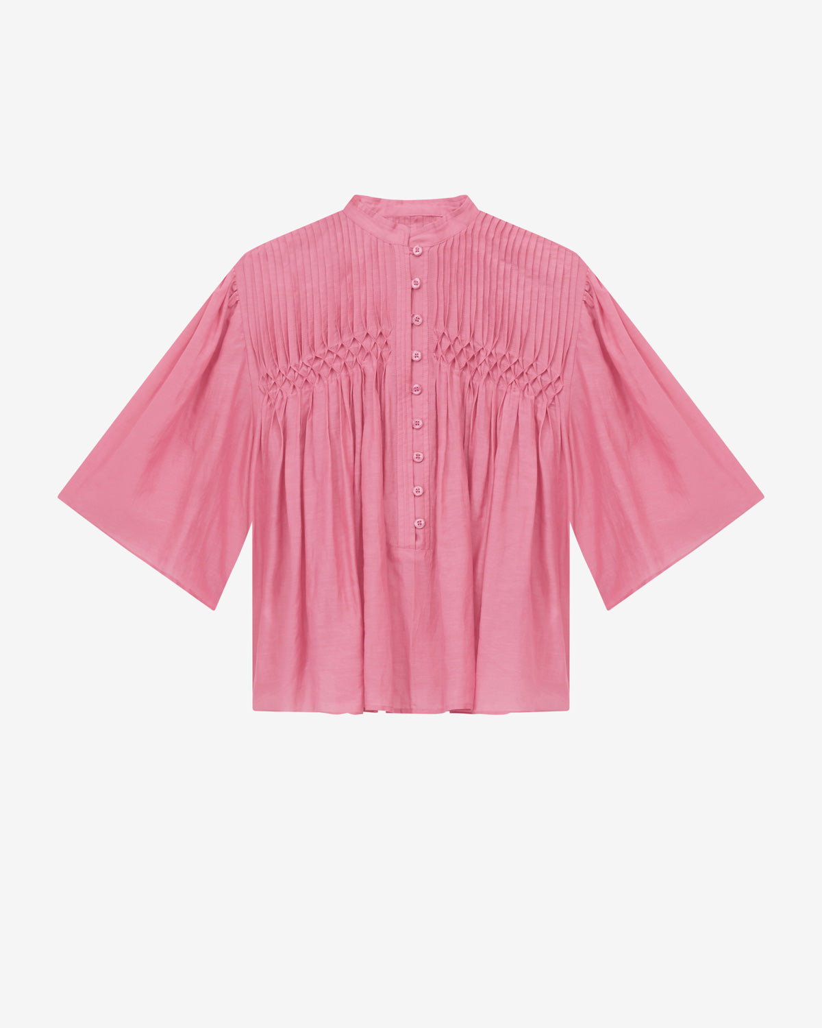 데스티니(destiny) 플레인 코튼 보일 스모크 블라우스 - Antique pink - Woman - 5
