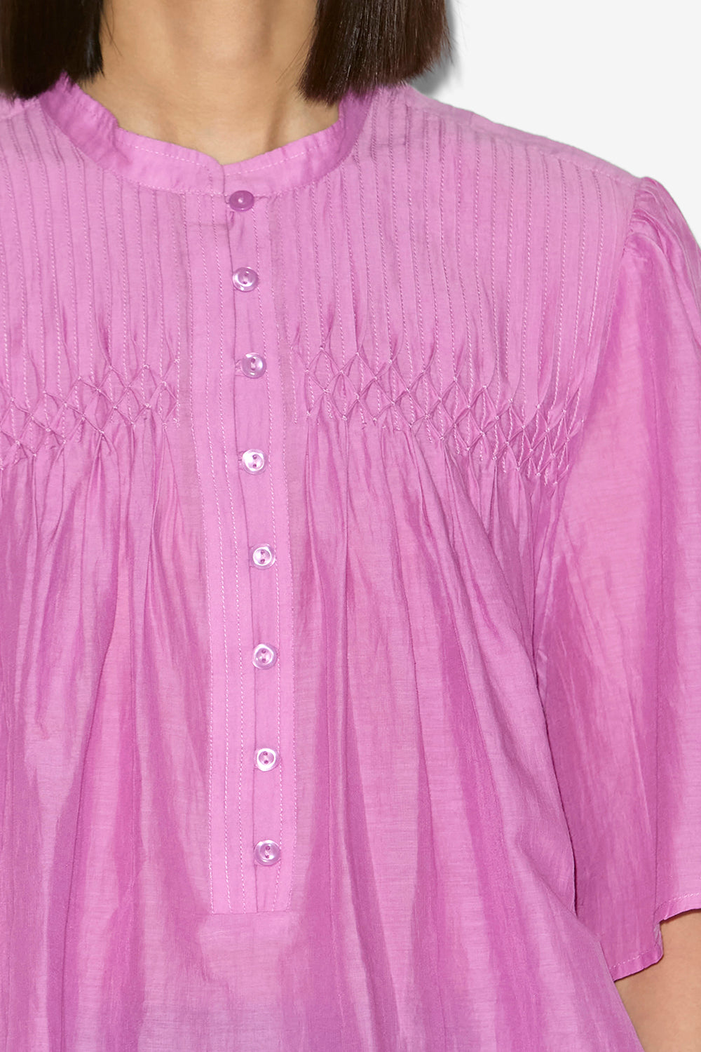 Haut destiny smockée en voile de coton  - Rose lavender - Woman - 3