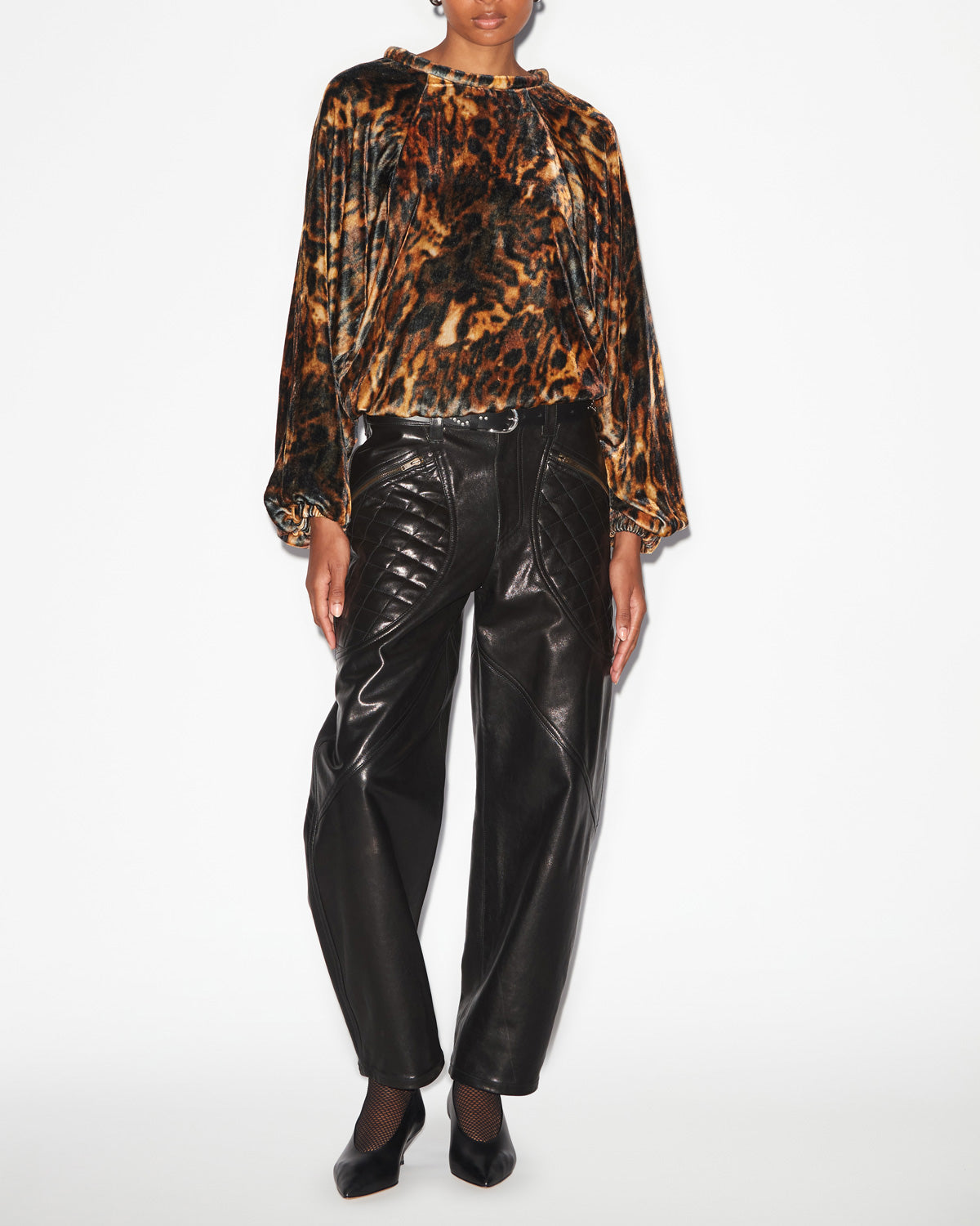 Dabia プリント入りベルベット トップス - Leopard - Woman - 1