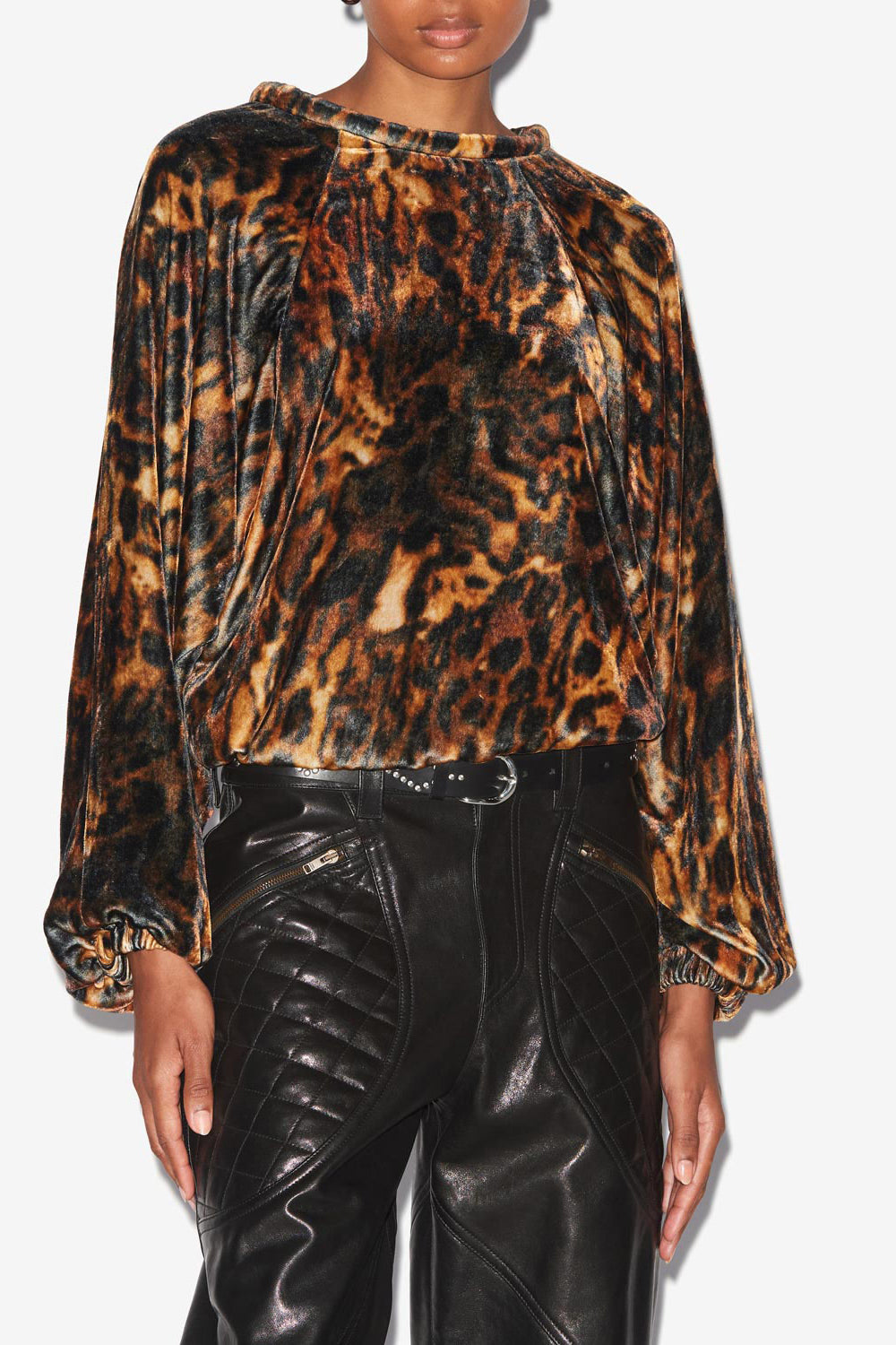 Top dabia in velluto stampato - Leopard - Woman - 4