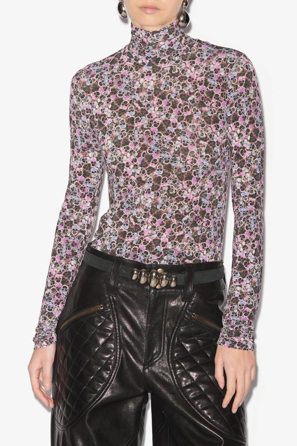 Top joyela aus bedrucktem jersey mit rollkragen - Lila - Woman - 4