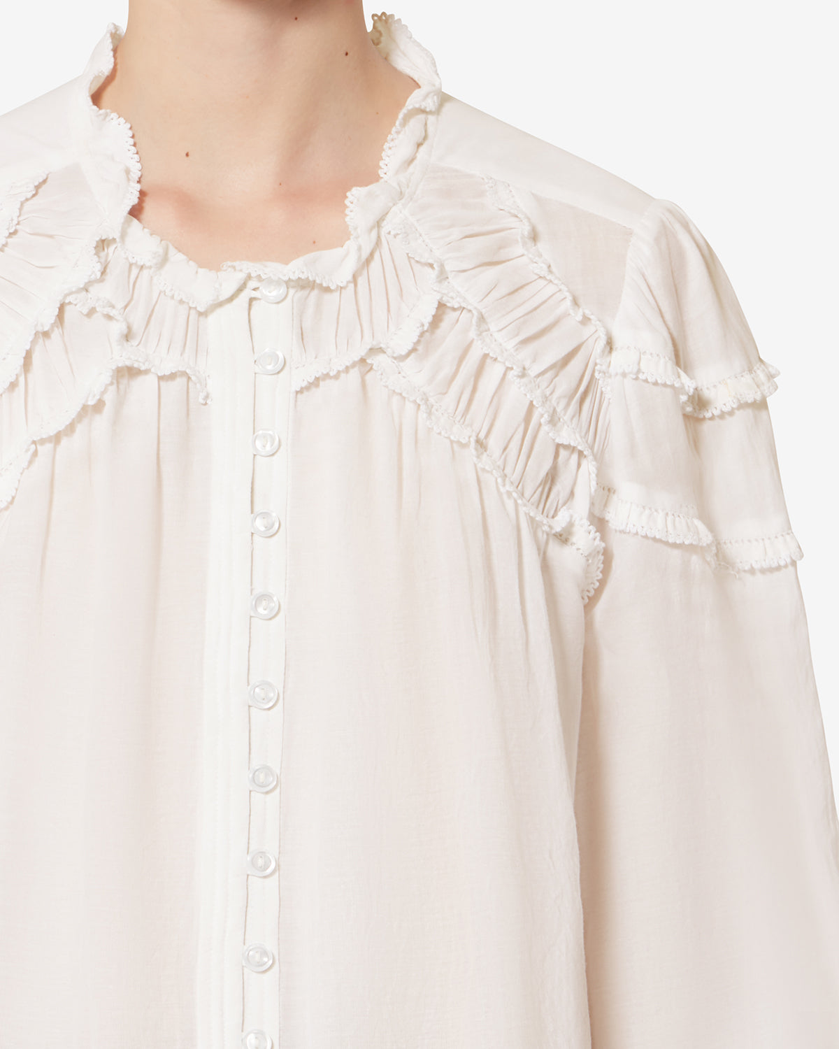 Blouse en coton froncé christa - Blanc - Woman - 2