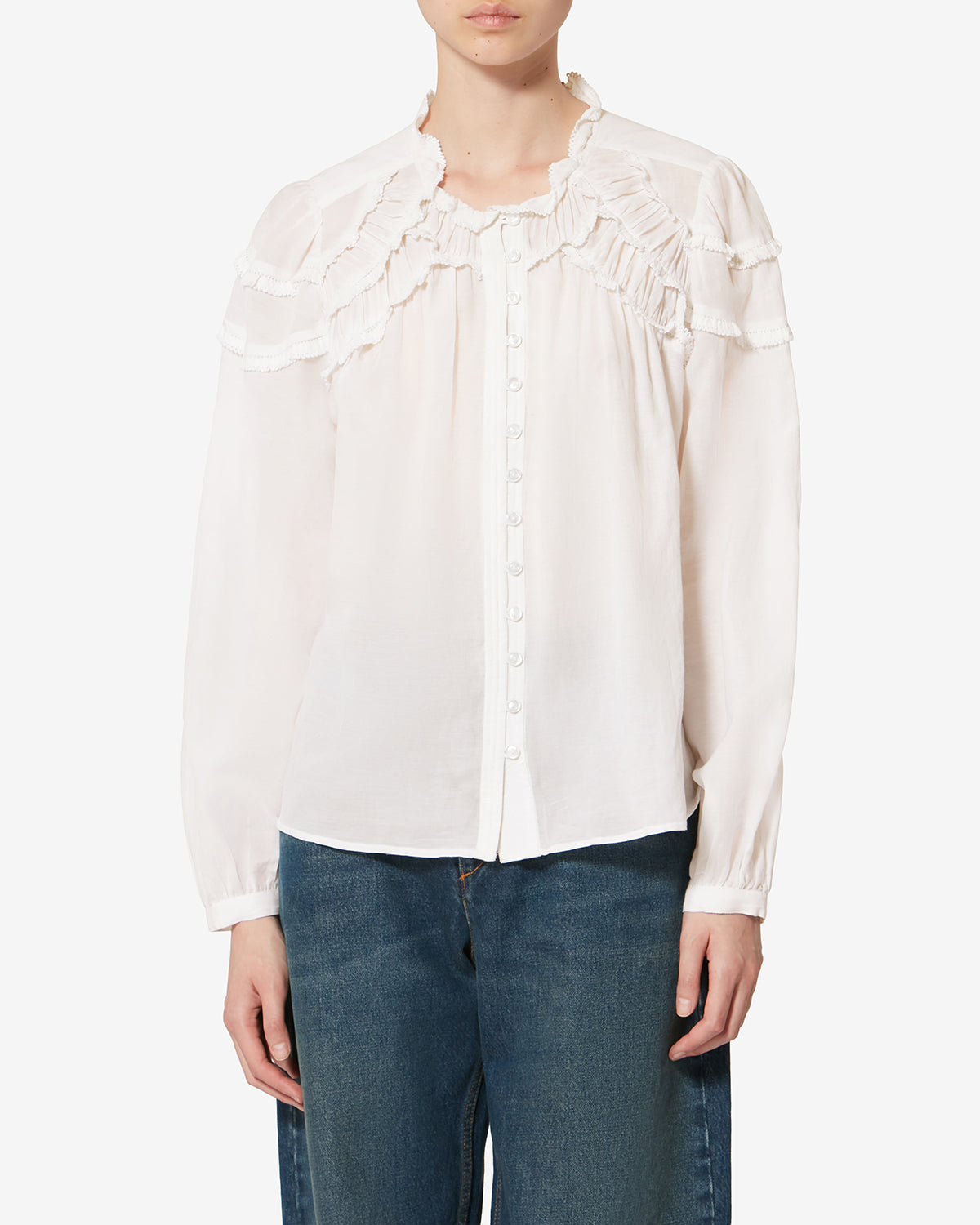 Blouse en coton froncé christa - Blanc - Woman - 3