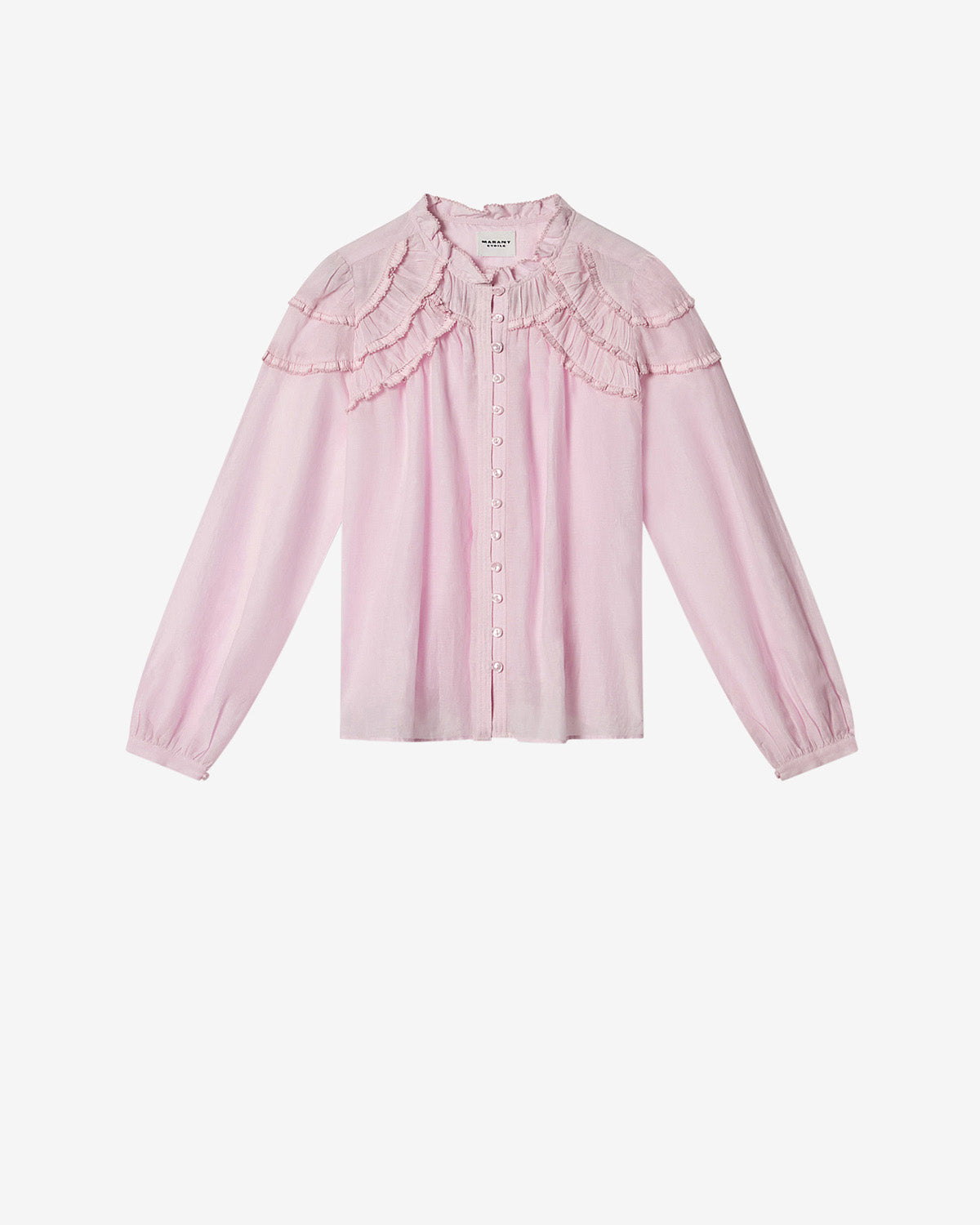 Blouse en voile de coton à volants christa - Rose clair - Woman - 5
