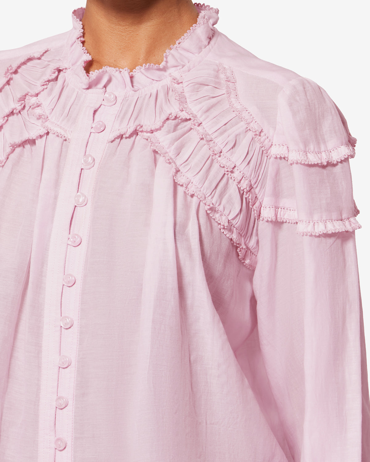 Blouse en voile de coton à volants christa - Rose clair - Woman - 2