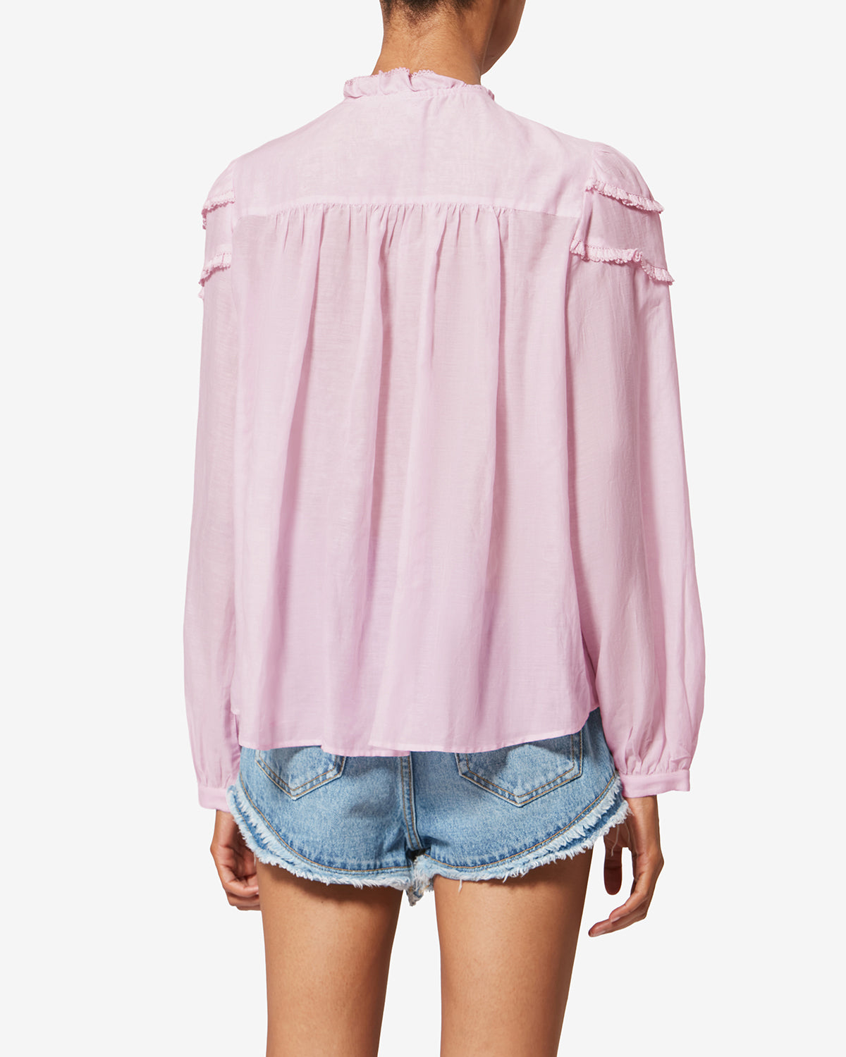 Blouse en voile de coton à volants christa - Rose clair - Woman - 4