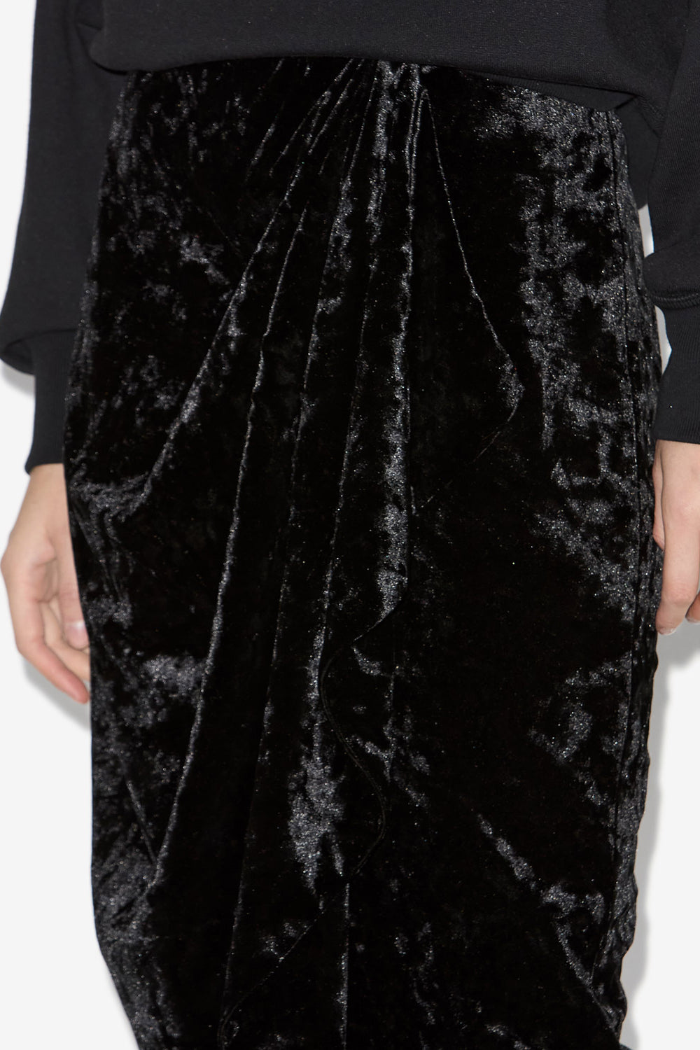 Gonna alyssa drappeggiata in velluto - Nero - Woman - 3