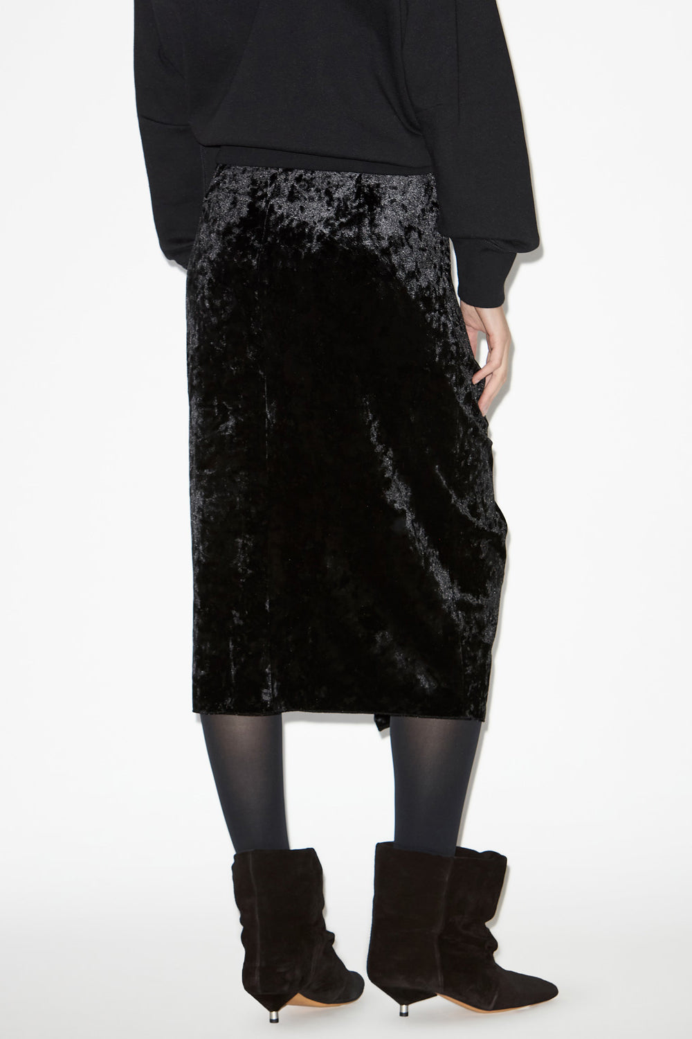 Gonna alyssa drappeggiata in velluto - Nero - Woman - 5