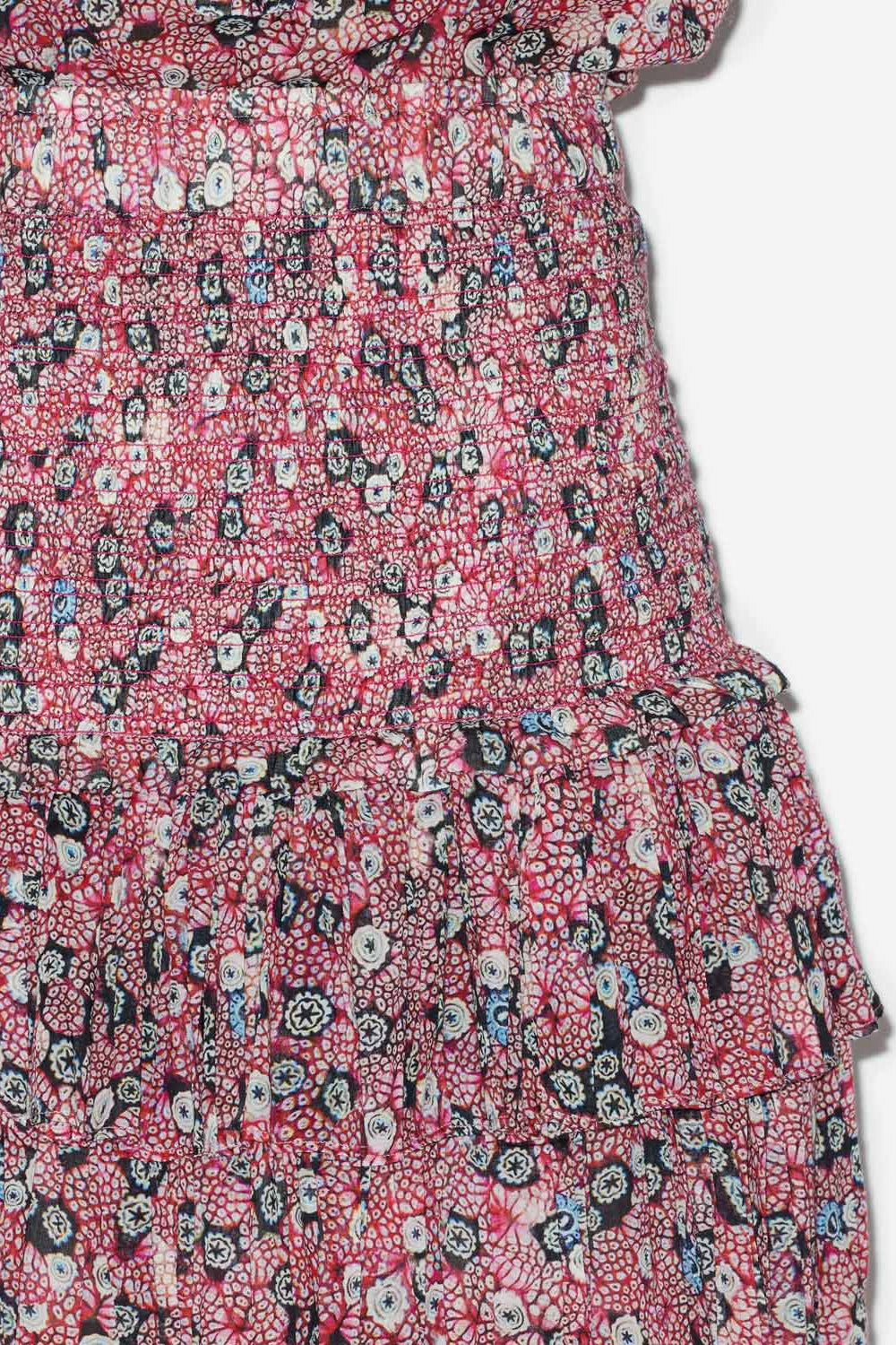 Jupe naomi en voile de coton smocké imprimé - Framboise-noir - Woman - 3