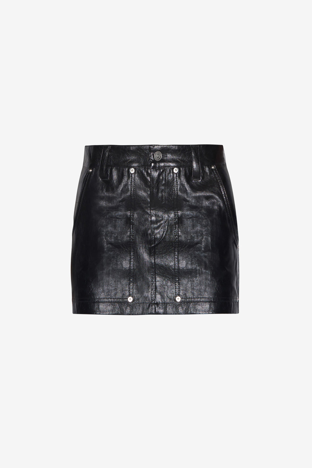 Gonna corta anais effetto pelle - Nero - Woman - 1