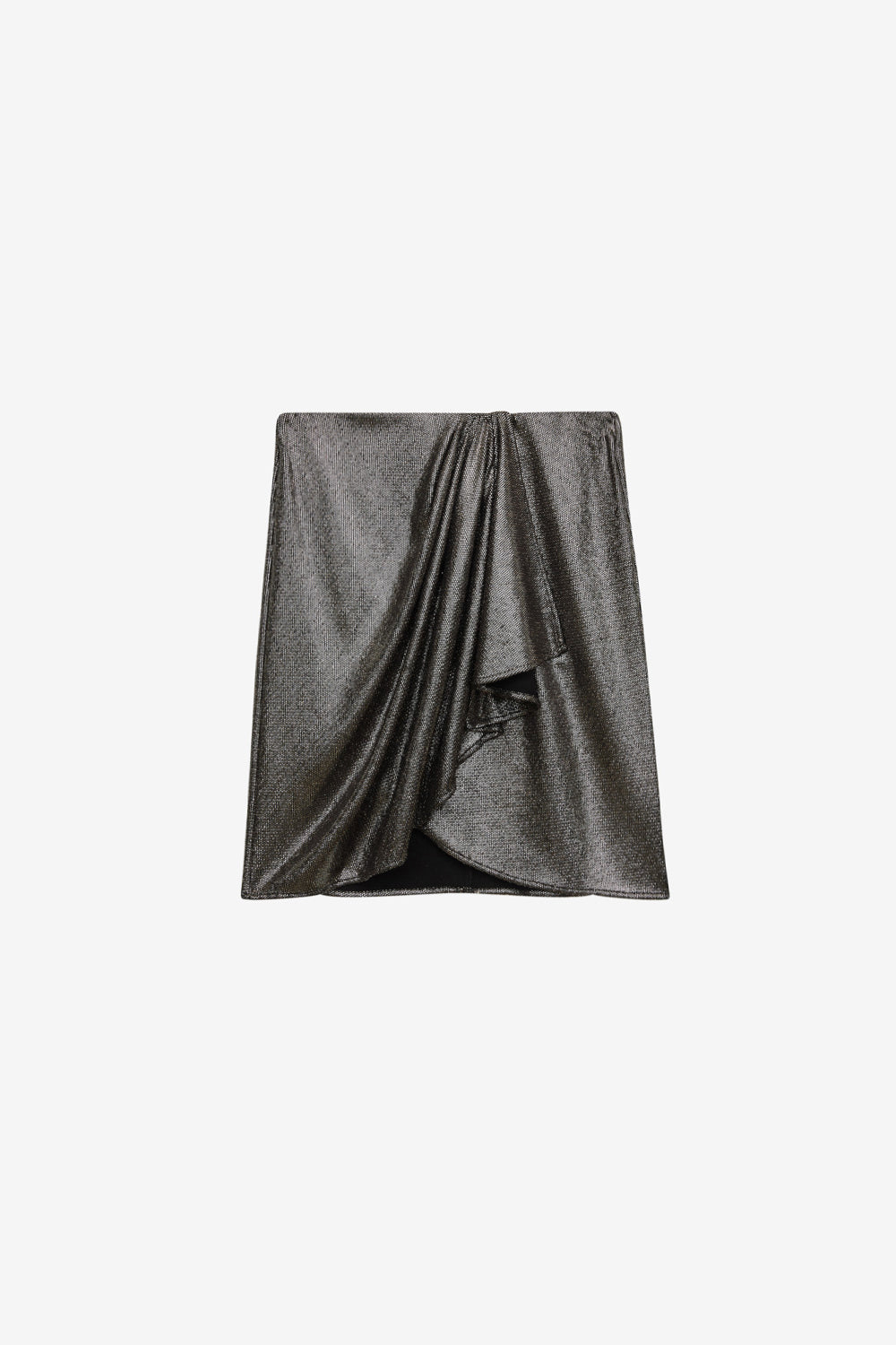 Gonna brisha corta drappeggiata metallizzata - Metallic black - Woman - 1